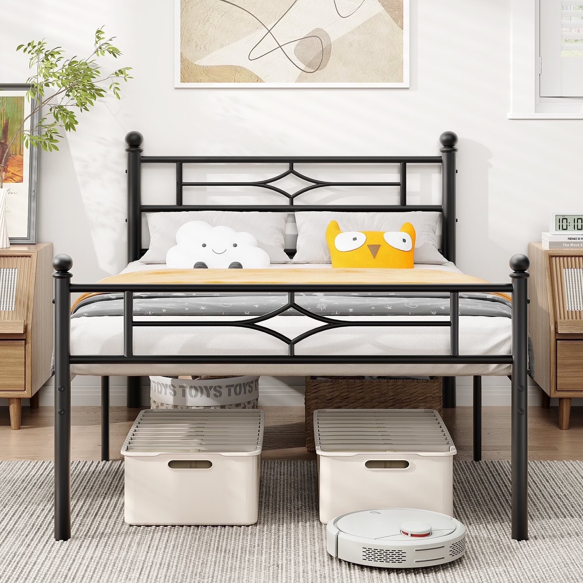 Metal Bed Frame with 12.5'' Under Bed Storage, Sturdy Metal Platform B