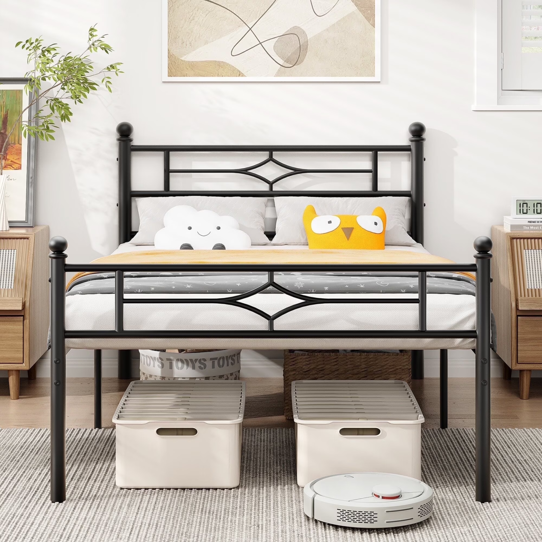 Metal Bed Frame with 12.5'' Under Bed Storage, Sturdy Metal Platform B