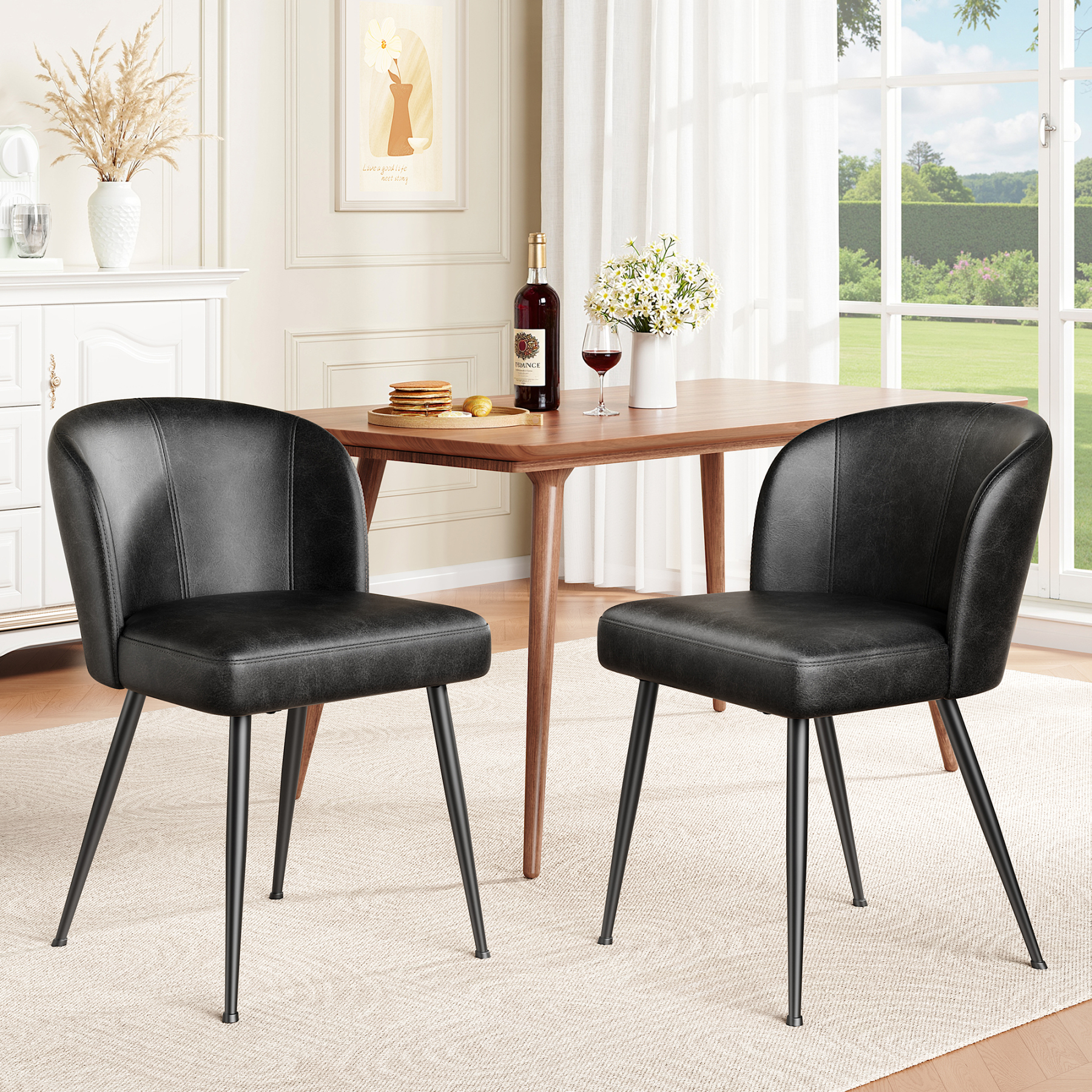 Sailvan Dining Chairs Set of 2, Upholstered Kitchen Chairs with Faux L