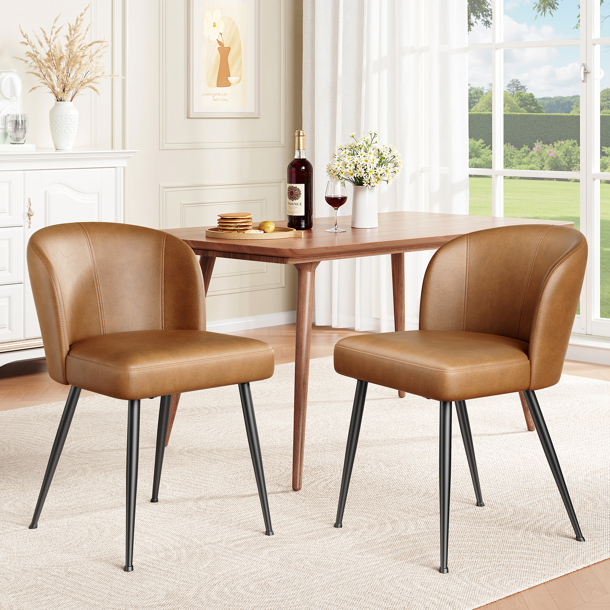 Sailvan Dining Chairs Set of 2, Upholstered Kitchen Chairs with Faux L