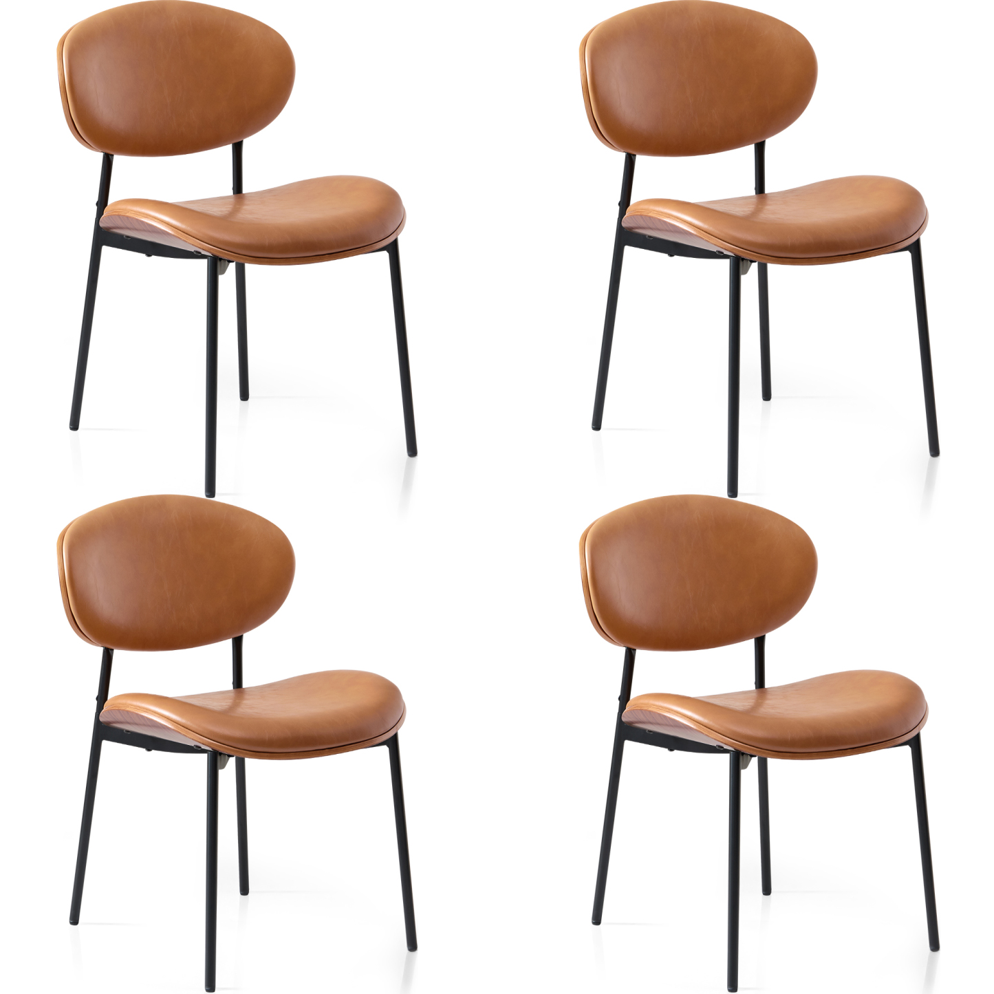 Dining Chairs Set of 2, Mid Century Modern Kitchen Chairs with Faux Leather for Kitchen, Living Room
