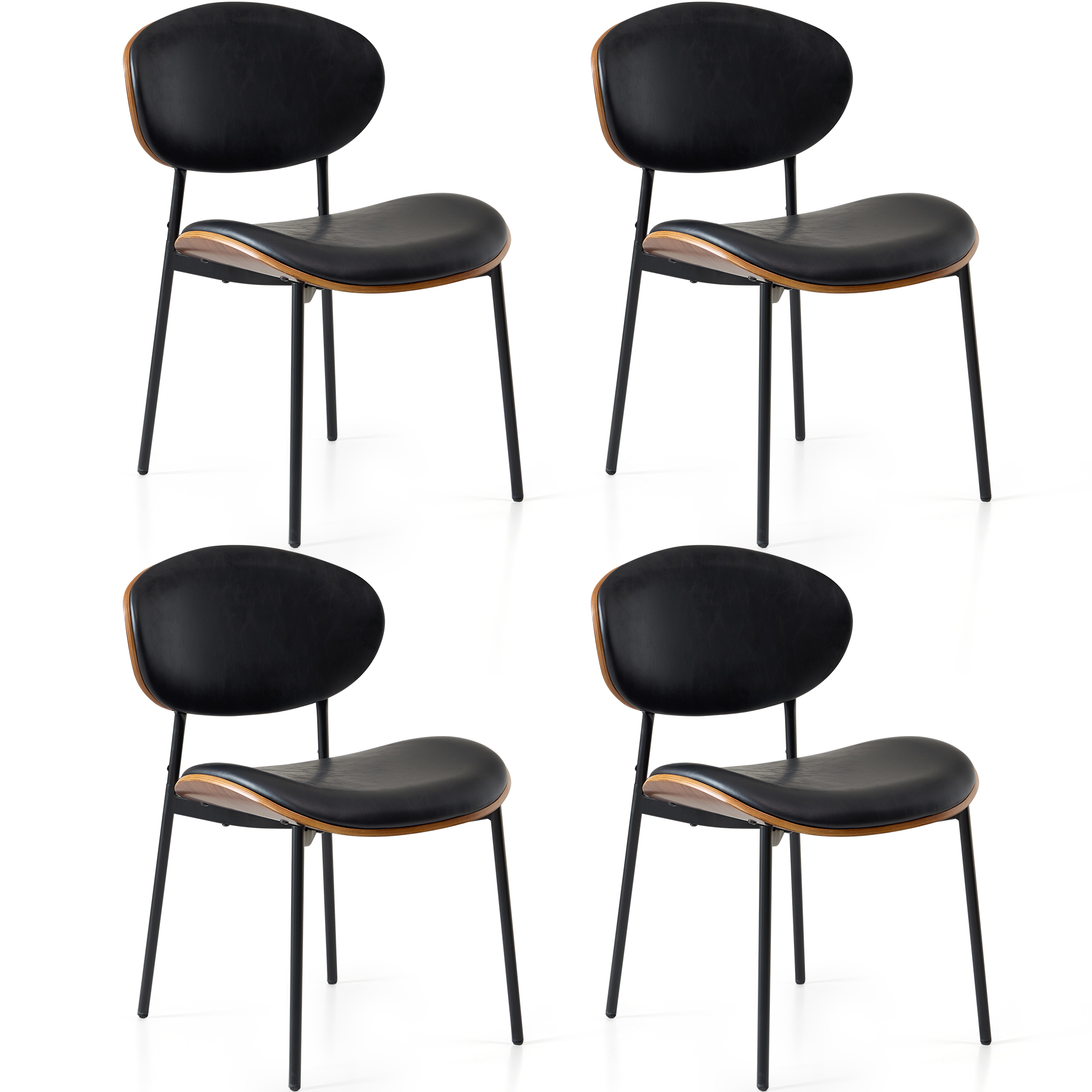 Dining Chairs Set of 2, Mid Century Modern Kitchen Chairs with Faux Leather for Kitchen, Living Room