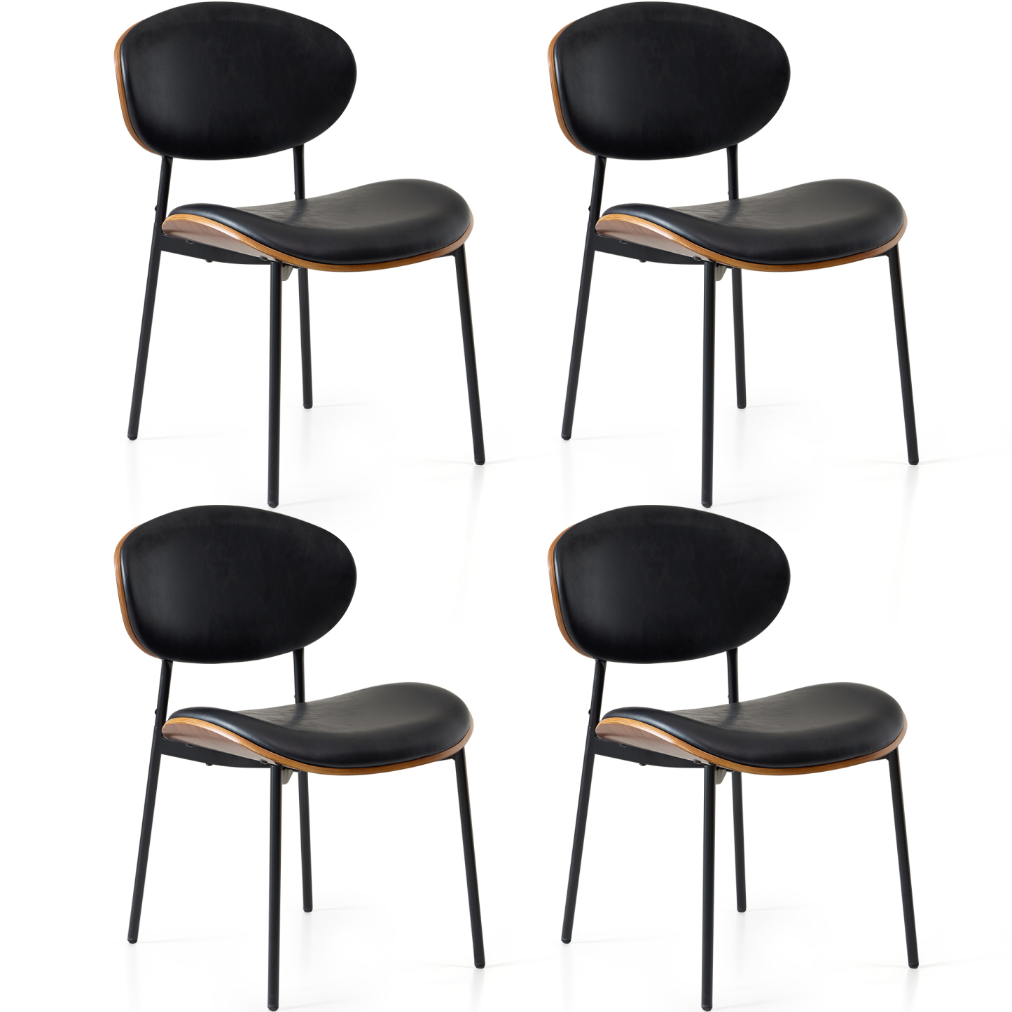 Dining Chairs Set of 2, Mid Century Modern Kitchen Chairs with Faux Leather for Kitchen, Living Room