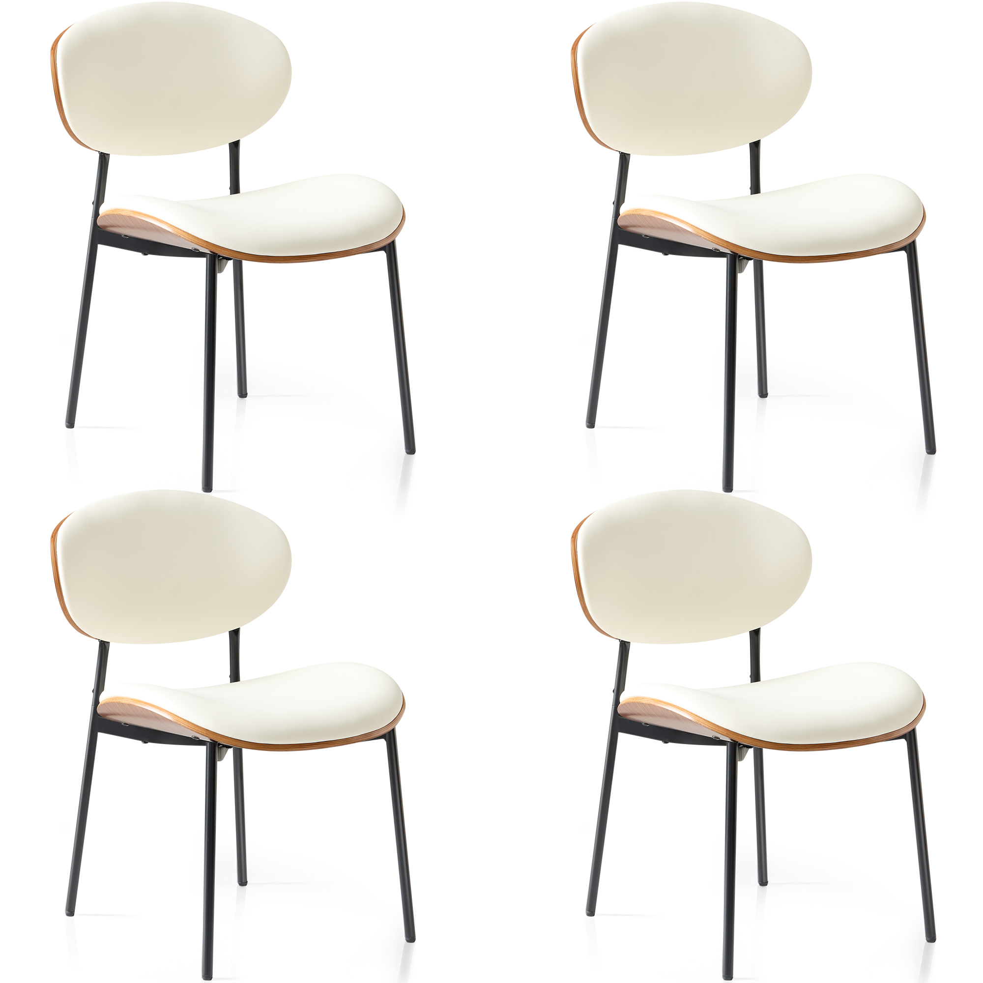 Dining Chairs Set of 2, Mid Century Modern Kitchen Chairs with Faux Leather for Kitchen, Living Room