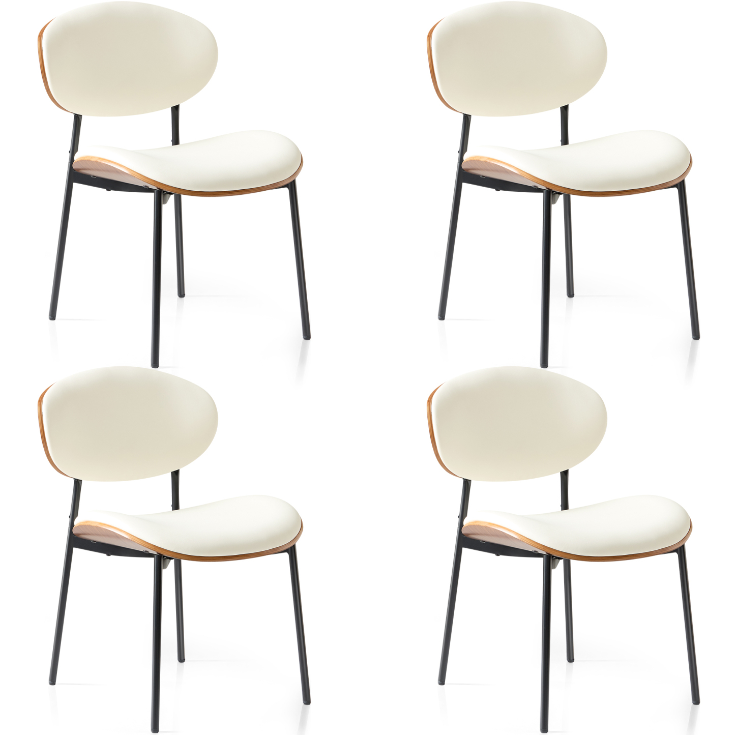 Dining Chairs Set of 2, Mid Century Modern Kitchen Chairs with Faux Leather for Kitchen, Living Room