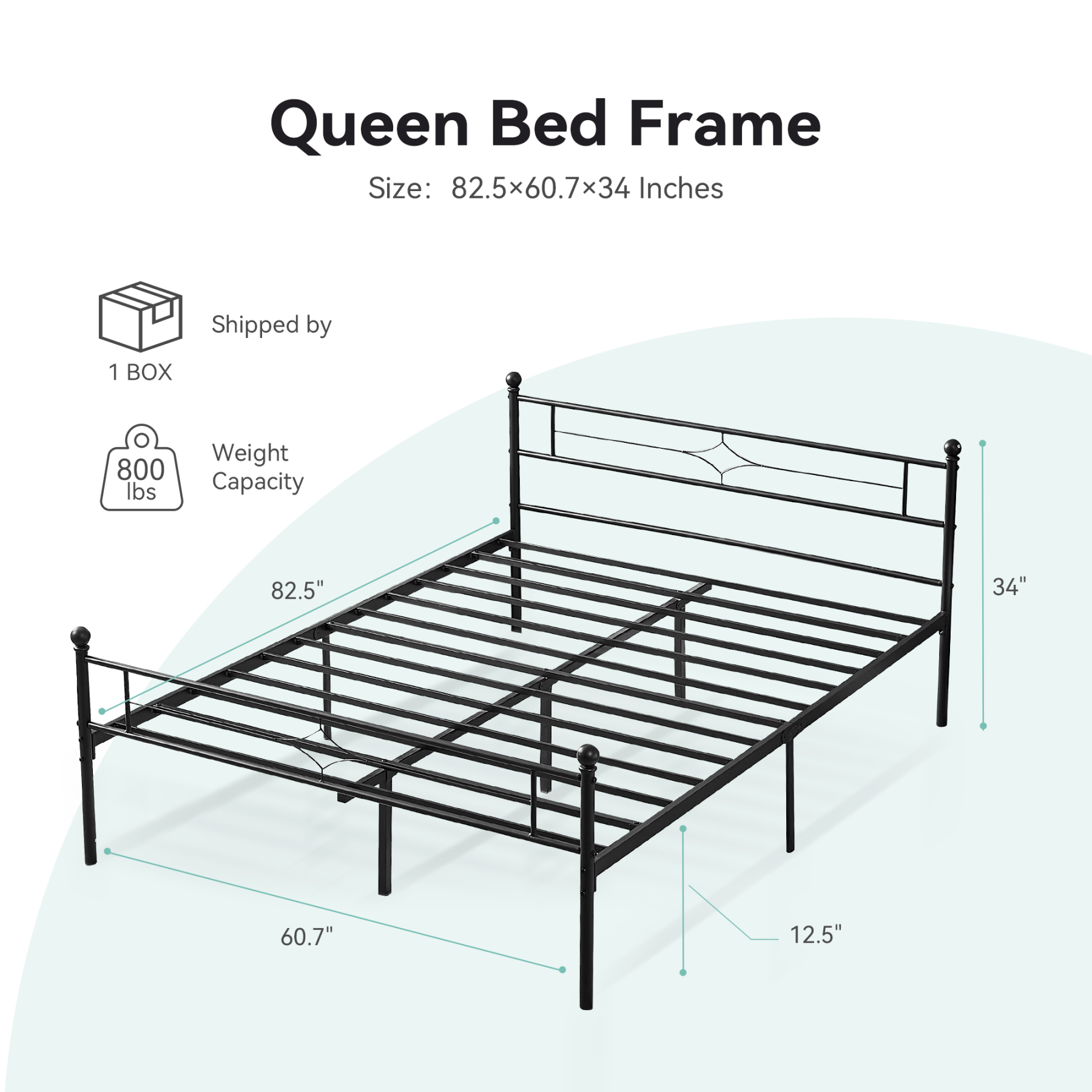 Sailvan Full Size Bed Frame, Full Platform Bed Frame with Headboard & Underbed Storage, Heavy Duty Metal Bed Full, 800lbs, Easy to Assemble, No-Noise, Black
