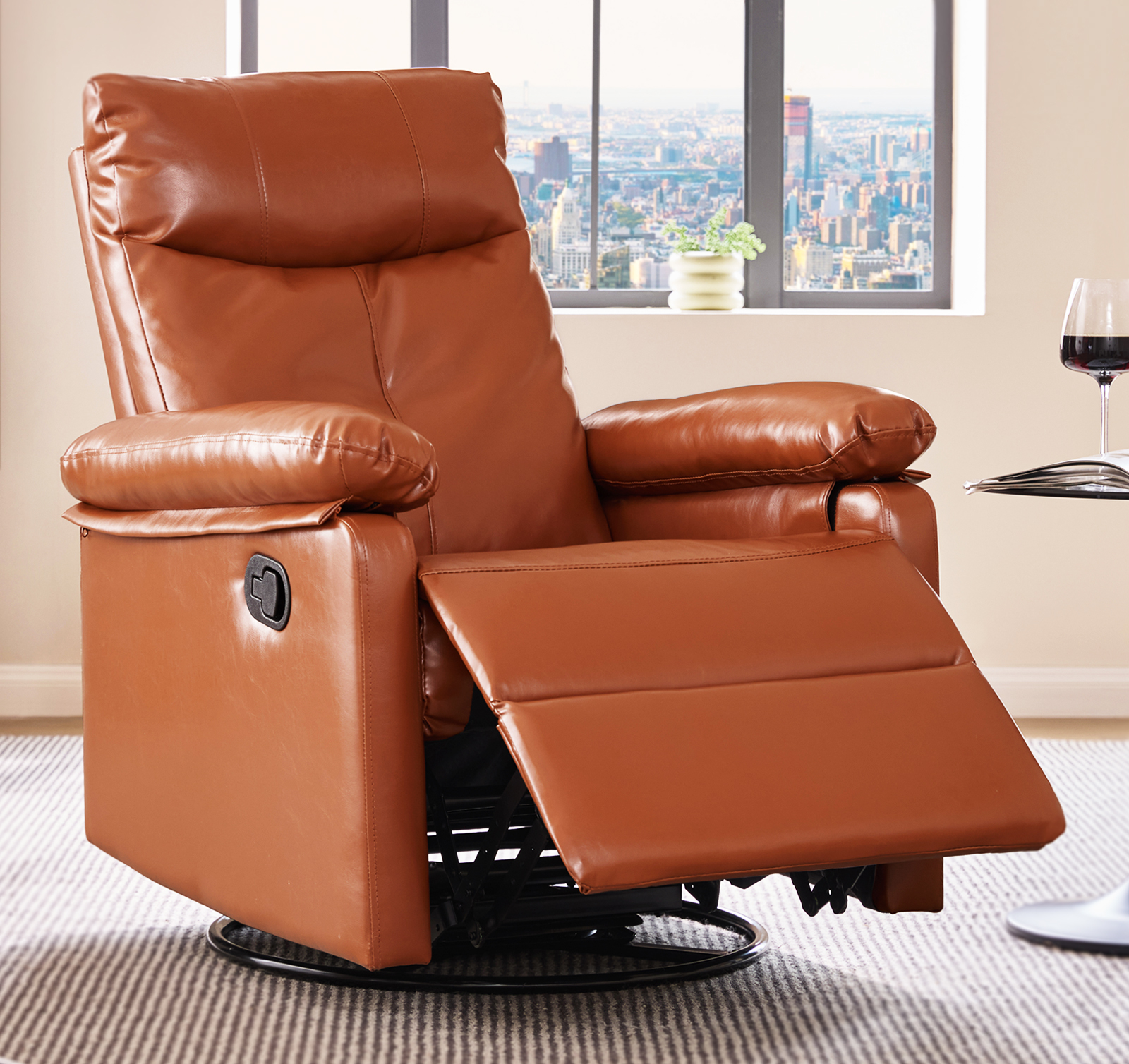 30° Rocker & 360° Swivel Recliner Chair, Manual Glider Reclining with 