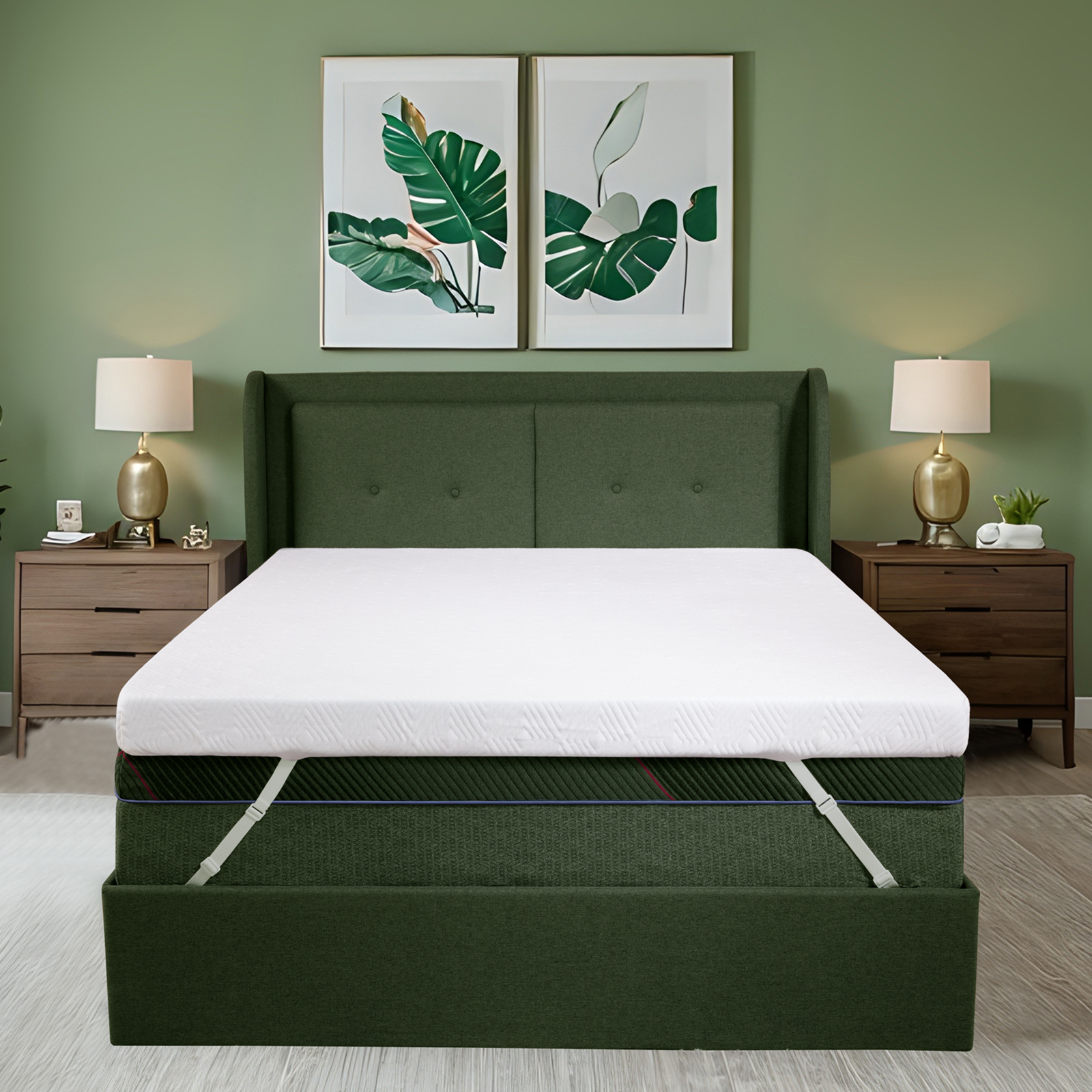 Susalt King Memory Foam Mattress Topper, 3inch Cooling Mattress Topper for Pressure Relief, with Anti-slip Bamboo Fiber Cover, Breathable& Soft