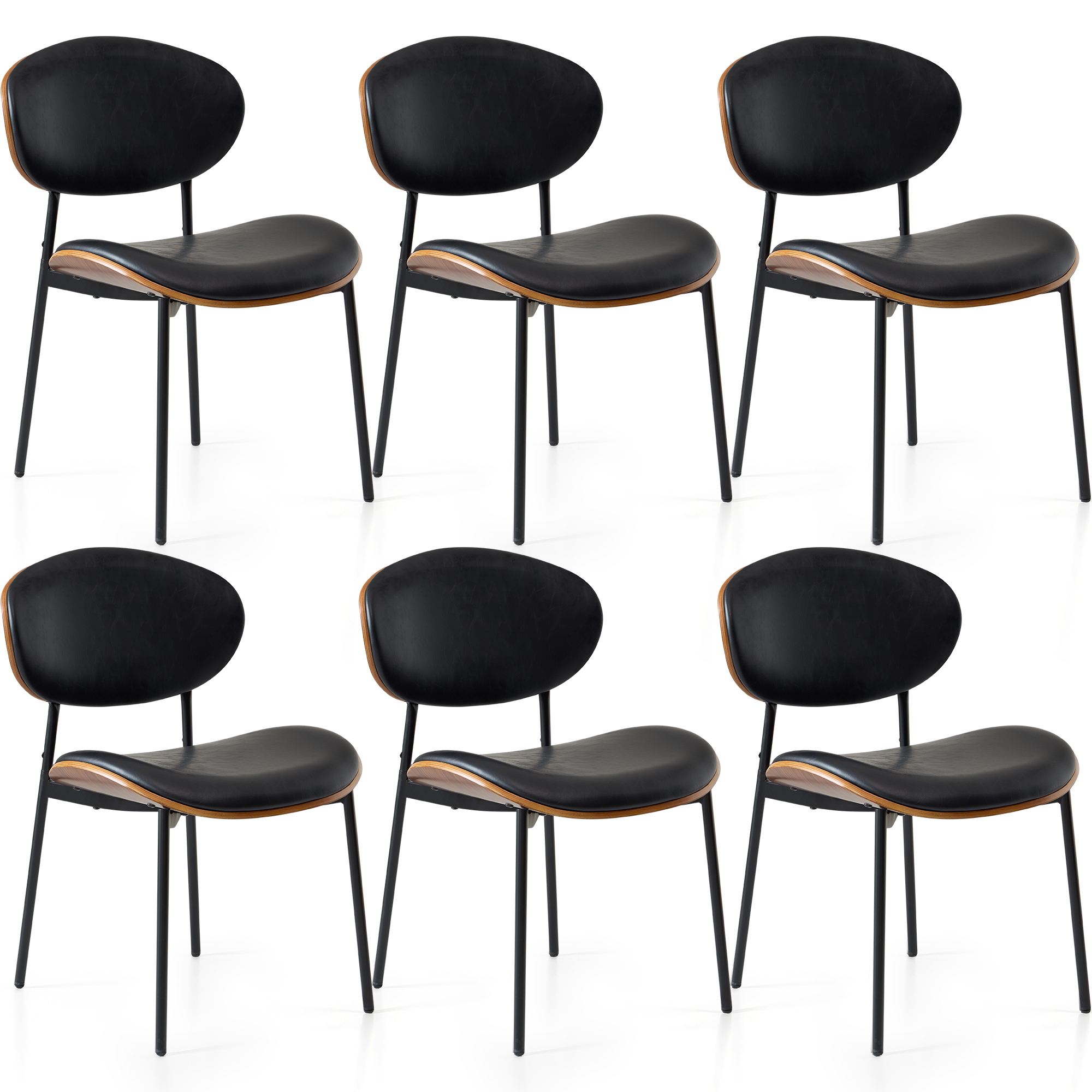 Dining Chairs Set of 2, Mid Century Modern Kitchen Chairs with Faux Leather for Kitchen, Living Room