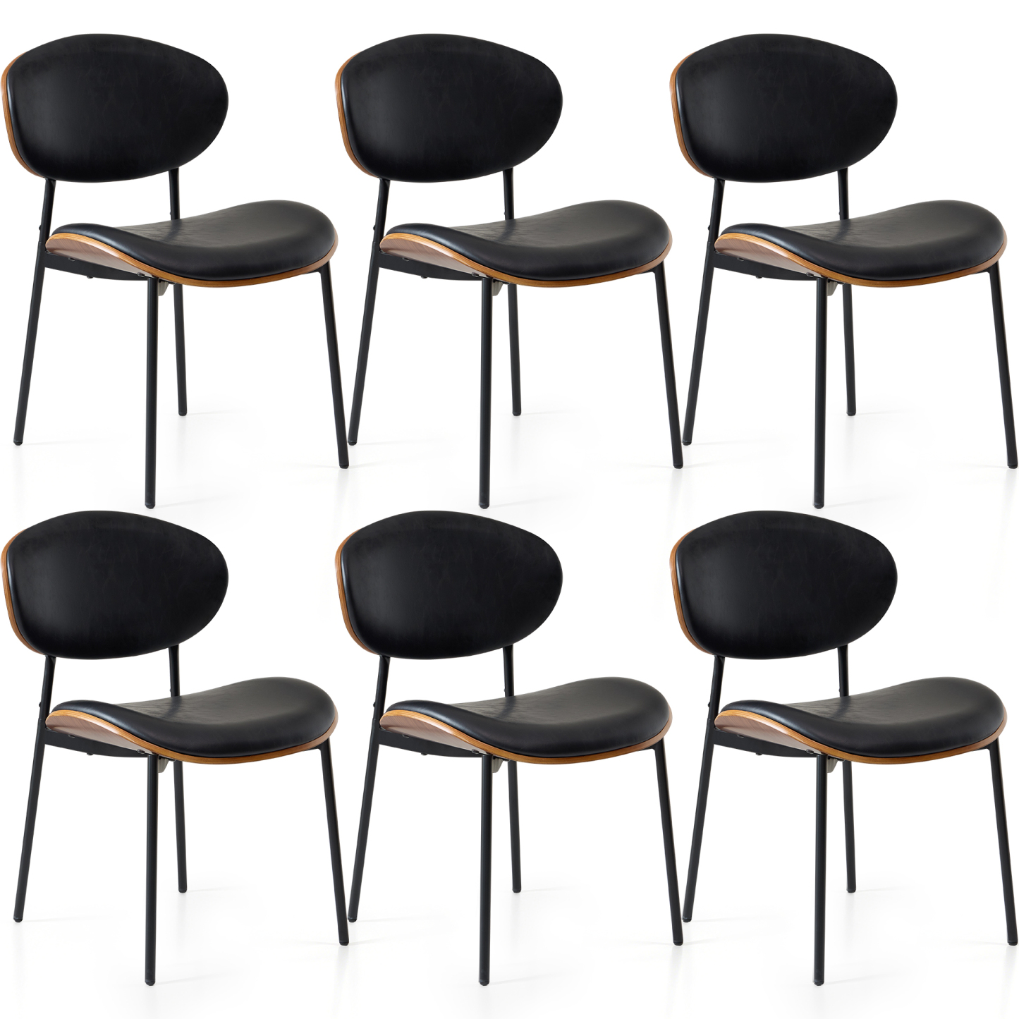 Dining Chairs Set of 2, Mid Century Modern Kitchen Chairs with Faux Leather for Kitchen, Living Room