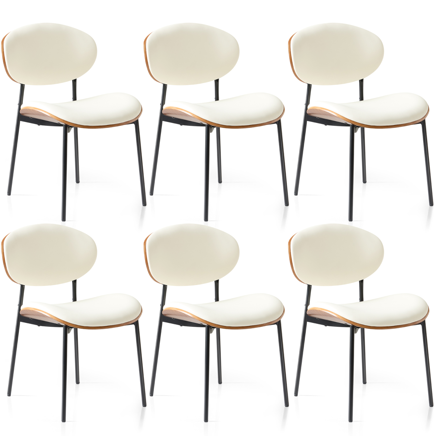 Dining Chairs Set of 2, Mid Century Modern Kitchen Chairs with Faux Leather for Kitchen, Living Room