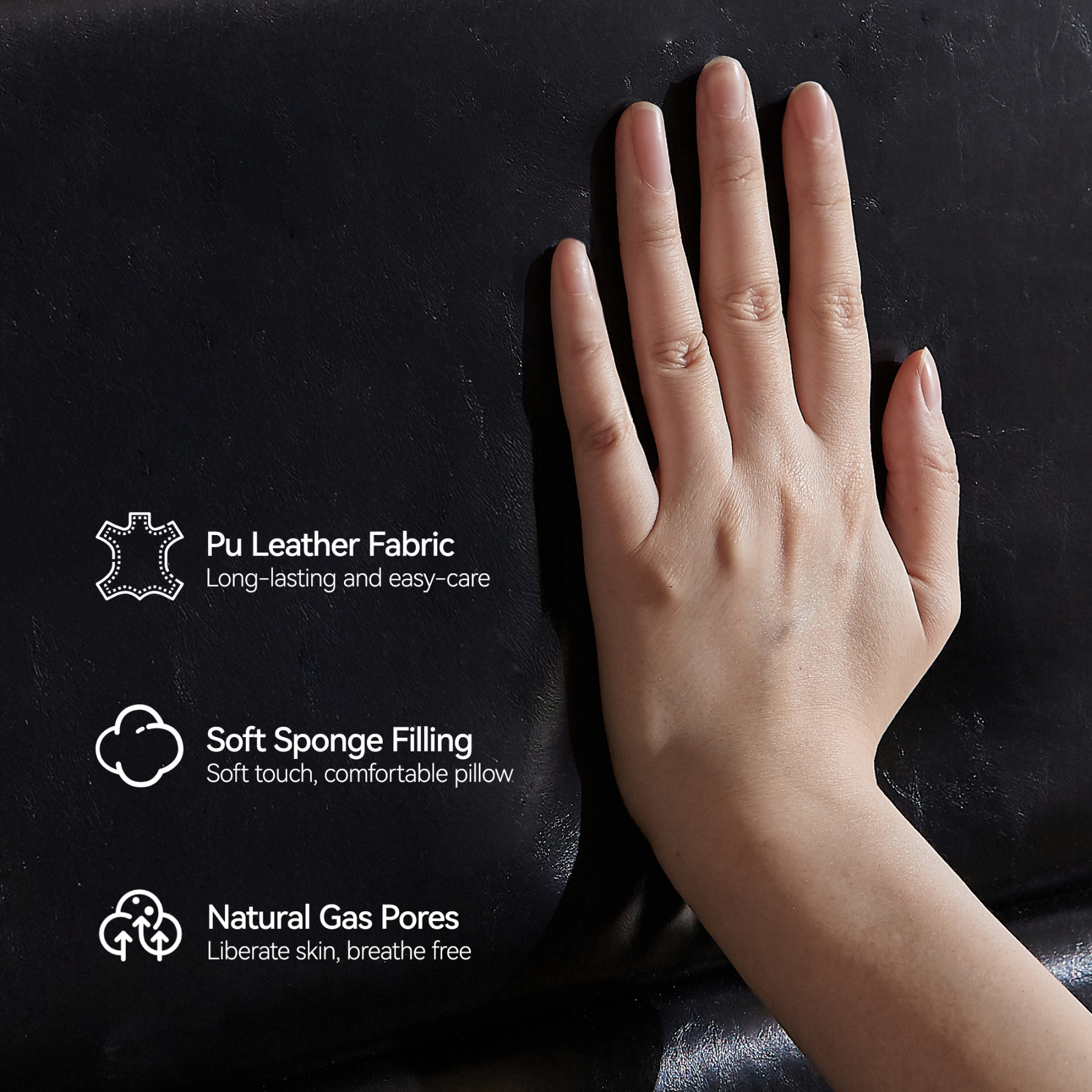 Sailvan Queen Bed Frame with Headboard, PU Leather Upholstered Metal Platform Bed Frame, Metal Slat Support, Easy Assembly, Noise Free, Black