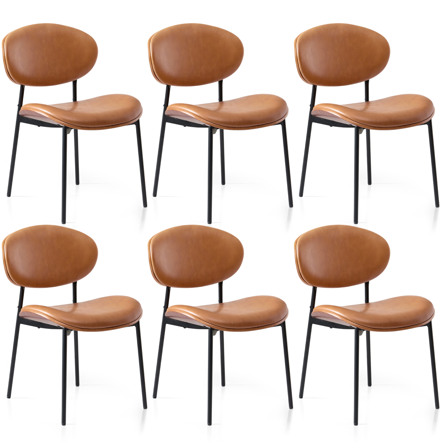 Dining Chairs Set of 2, Mid Century Modern Kitchen Chairs with Faux Leather for Kitchen, Living Room