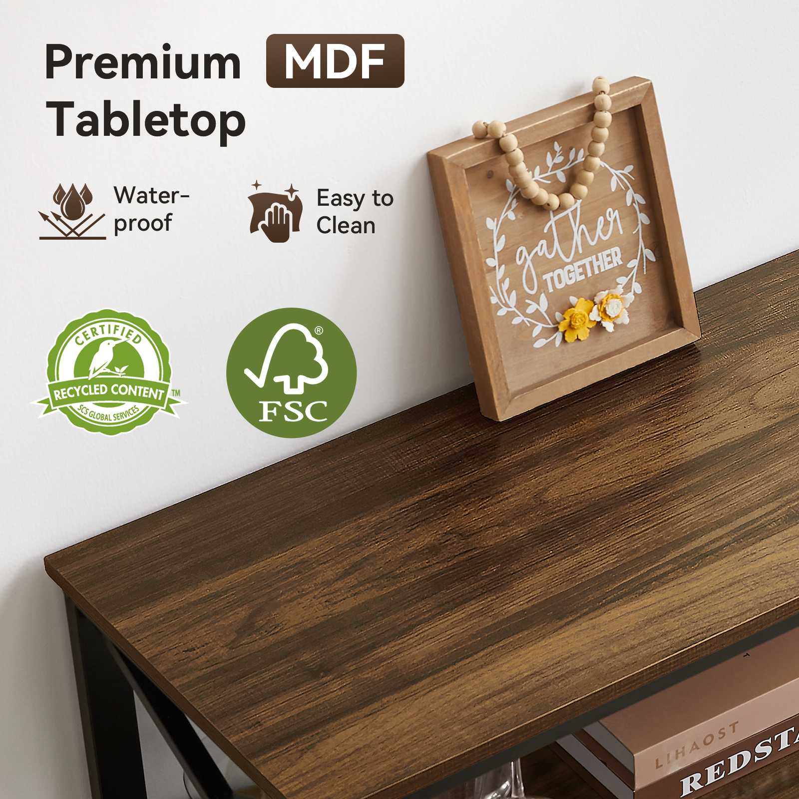 Sailvan 45.3" Buffet Cabinet with Storage, wooden Farmhouse Sideboard Cabinet with 2 Doors & Adjustable Shelf, Accent Cabinet with Wine Glass Rack for Kitchen, Bar, Dining Room, Gray