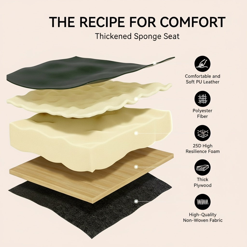 Sailvan Dining Chairs Set, Modern Living Room Chairs, Leather Kitchen Chairs, Mid Century Style Upholstered Chairs for Dining room, With Cushion Seat And Metal Legs, Easy Assembly, Green