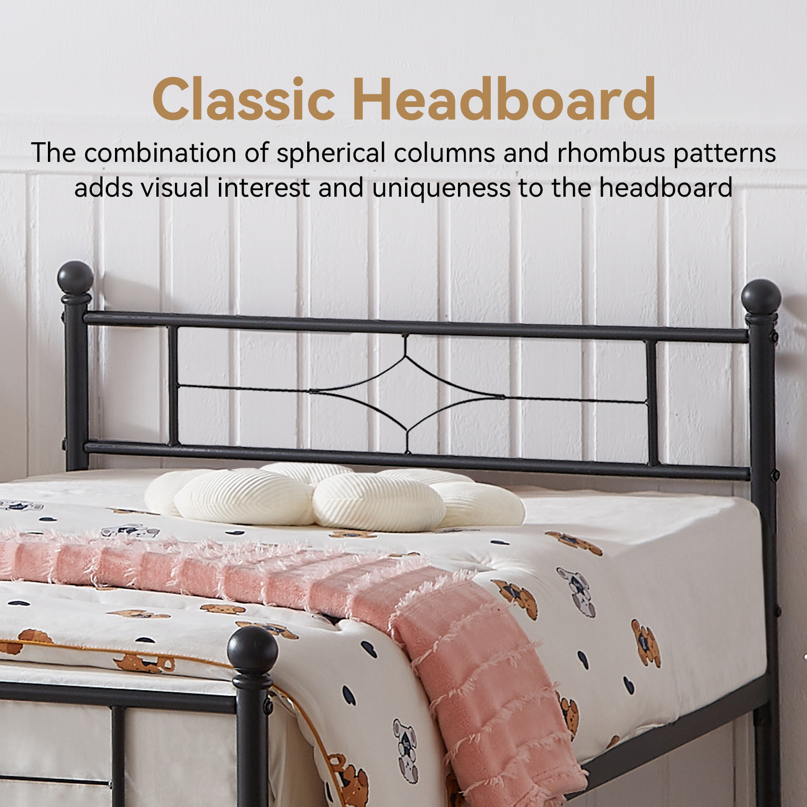 Metal Bed Frame with 12.5'' Under Bed Storage, Sturdy Metal Platform Bed with Headboard & Footboardd for Teens Adults/No Box Spring Needed/Noise Free/Easy Assembly/Black