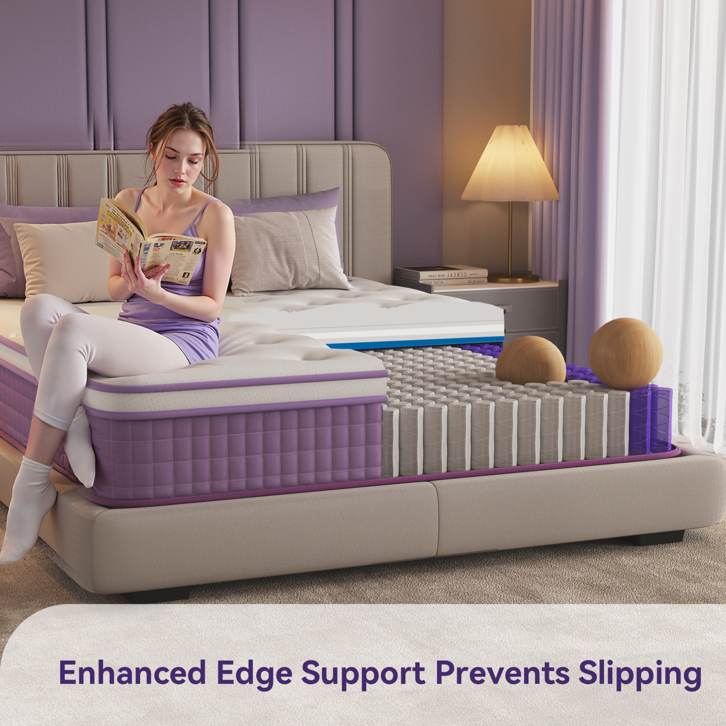 Queen Mattress 12 Inch Hybrid Mattress in a Box with Memory Foam, Single Pocket Springs, Medium Firm & Edge Support, Pressure Relief, Motion Isolation, CertiPUR-US, Queen Size