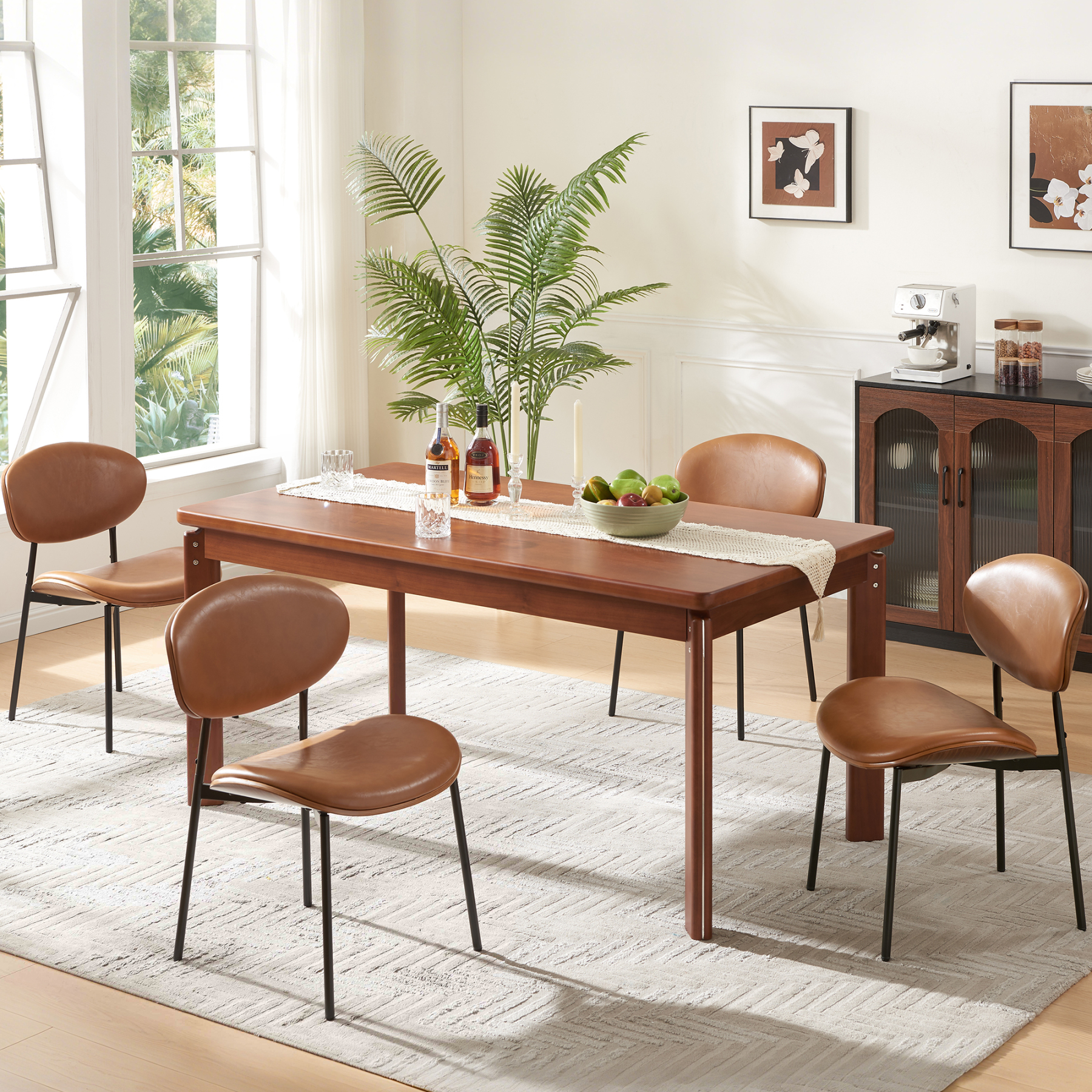 Dining Chairs Set of 2, Mid Century Modern Kitchen Chairs with Faux Leather for Kitchen, Living Room