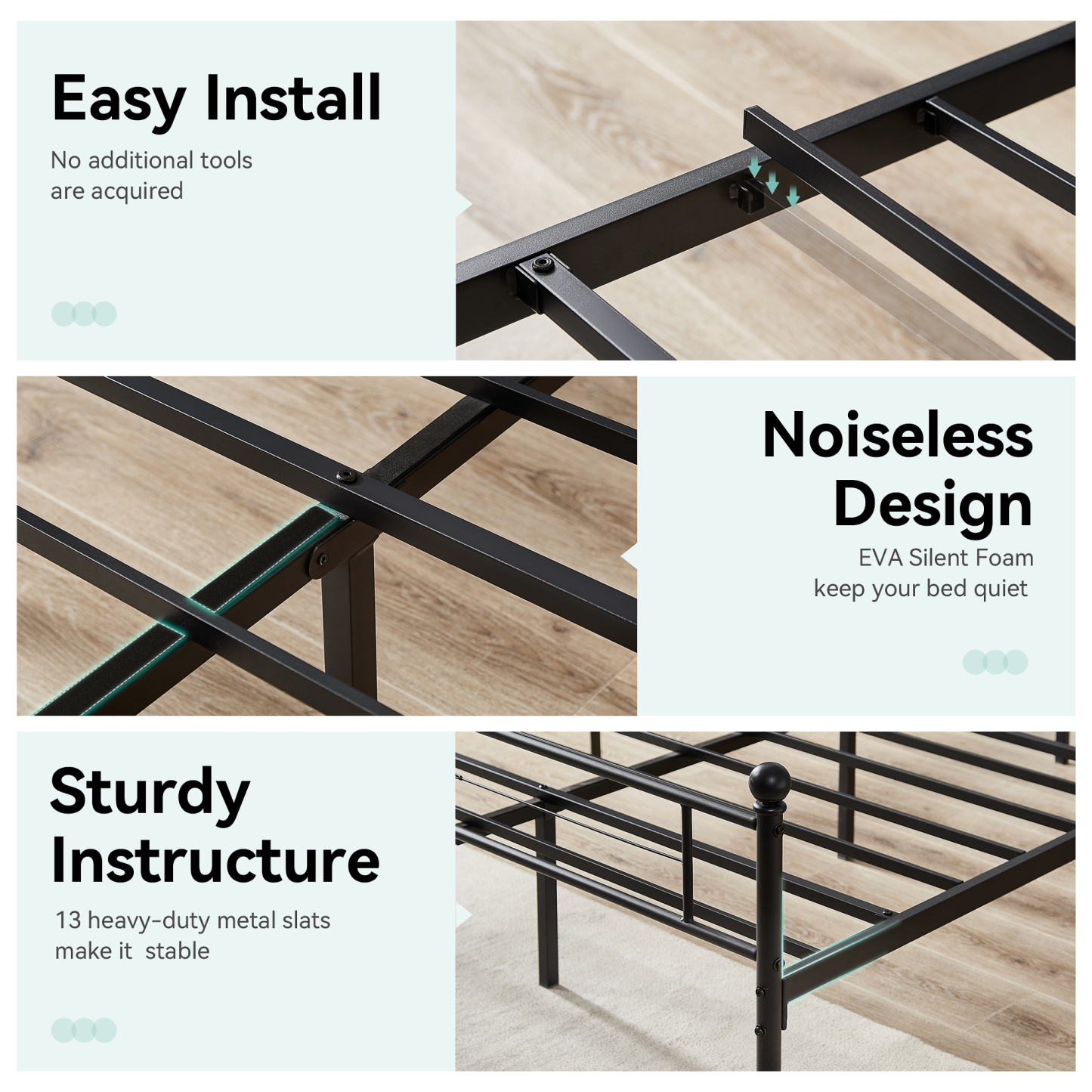 Sailvan Full Size Bed Frame, Full Platform Bed Frame with Headboard & Underbed Storage, Heavy Duty Metal Bed Full, 800lbs, Easy to Assemble, No-Noise, Black