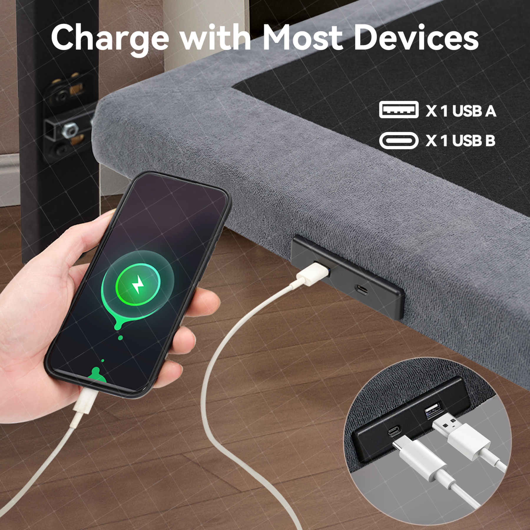 Sailvan Queen Adjustable Bed Frame with Upholstered Headboard, Ergonomic Smart bed frame with Wireless Remote Control & Dual USB Ports, Zero Gravity Independent Head and Foot Incline, Memory Position