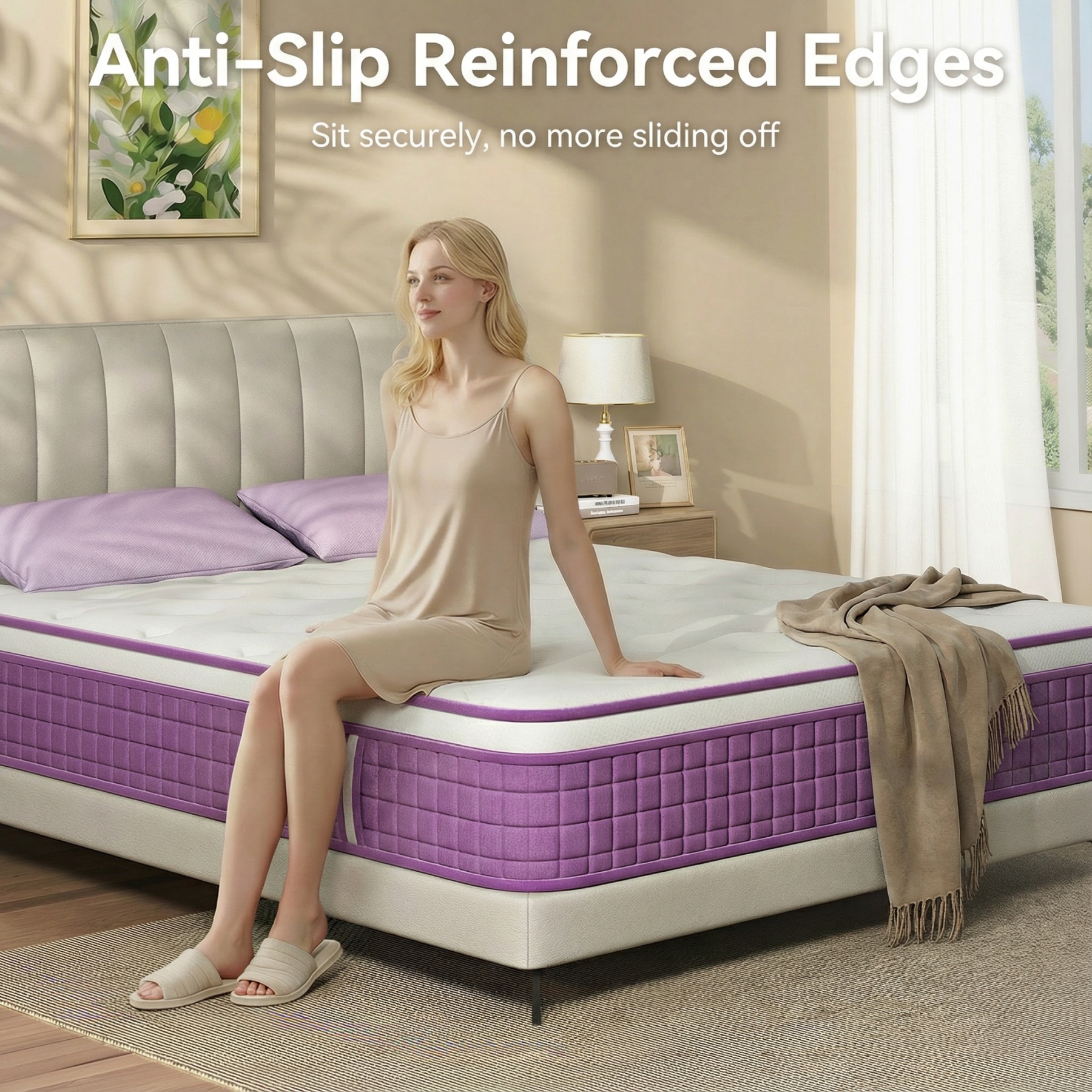 Sailvan Queen Mattress, 12 inch Queen Size Mattress in a Box, Purple Bed Mattress With Memory Foam & Pocket Spring, Medium Firmness, Edge Support, Pressure Relief