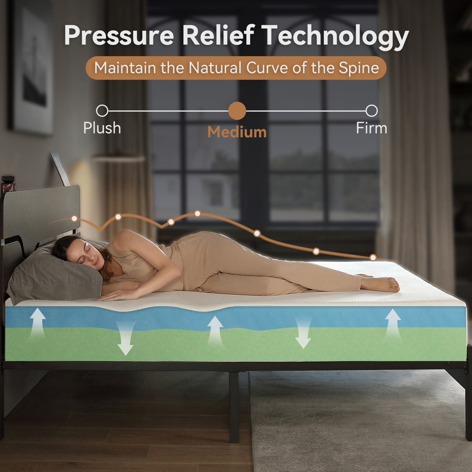 8 inch Memory Foam Mattress in a Box, Cooling Gel Mattress with Medium Feel & CertiPUR-US Certified