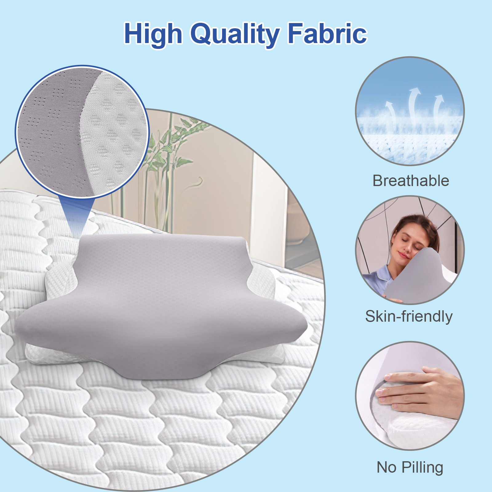 Susalt Cervical Pillow for Neck Pain Relief,Memory Foam Bed Pillows for Back, Side, & Stomach Sleepers, Cooling Sleeping,Ergonomic Design