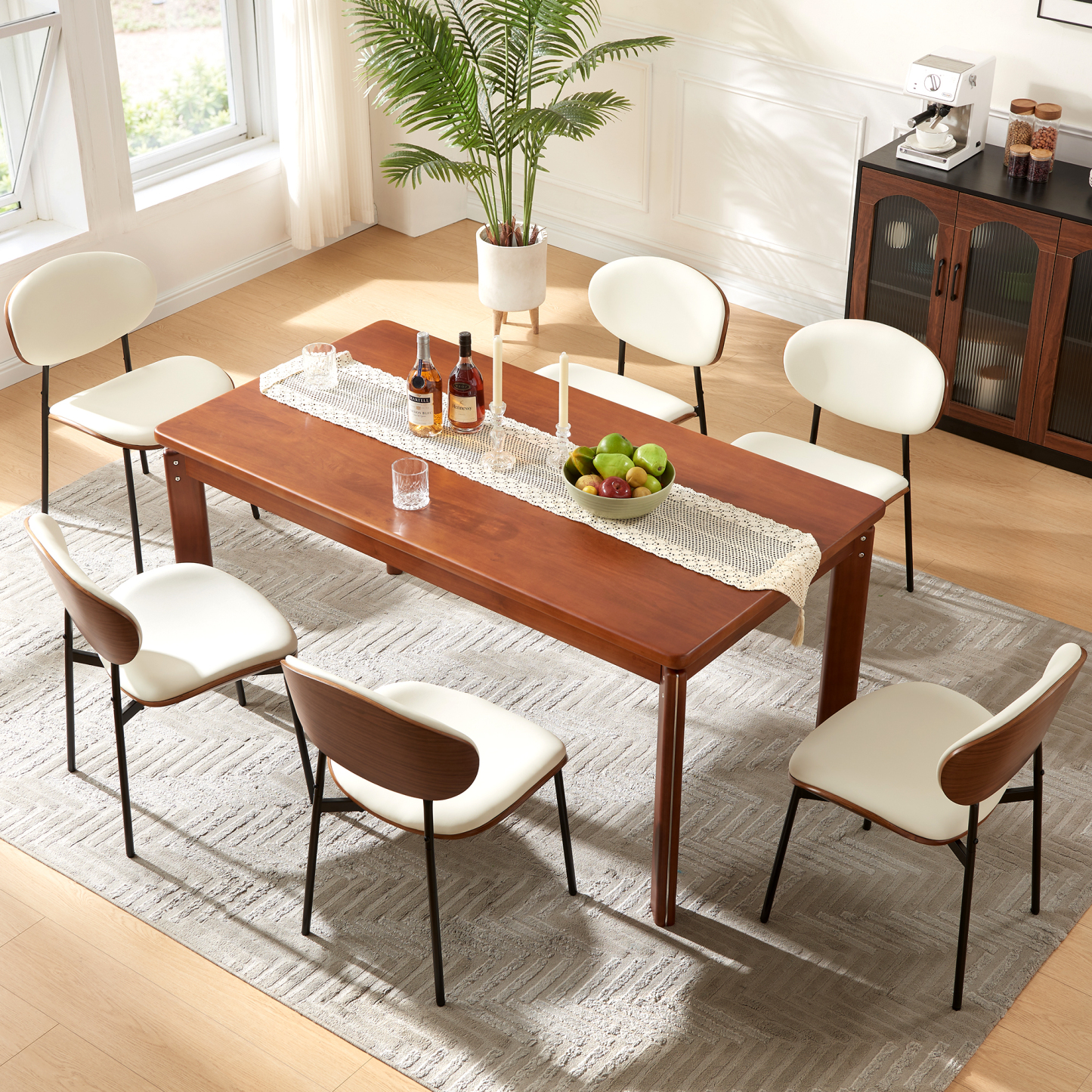 Sailvan Dining Chairs Set, Mid-Century Style Living Room Chairs, Modern Chairs for Dining Room & Kitchen, Leather Upholstered Chairs With Adjustable Feetpads, Easy Assembly, White