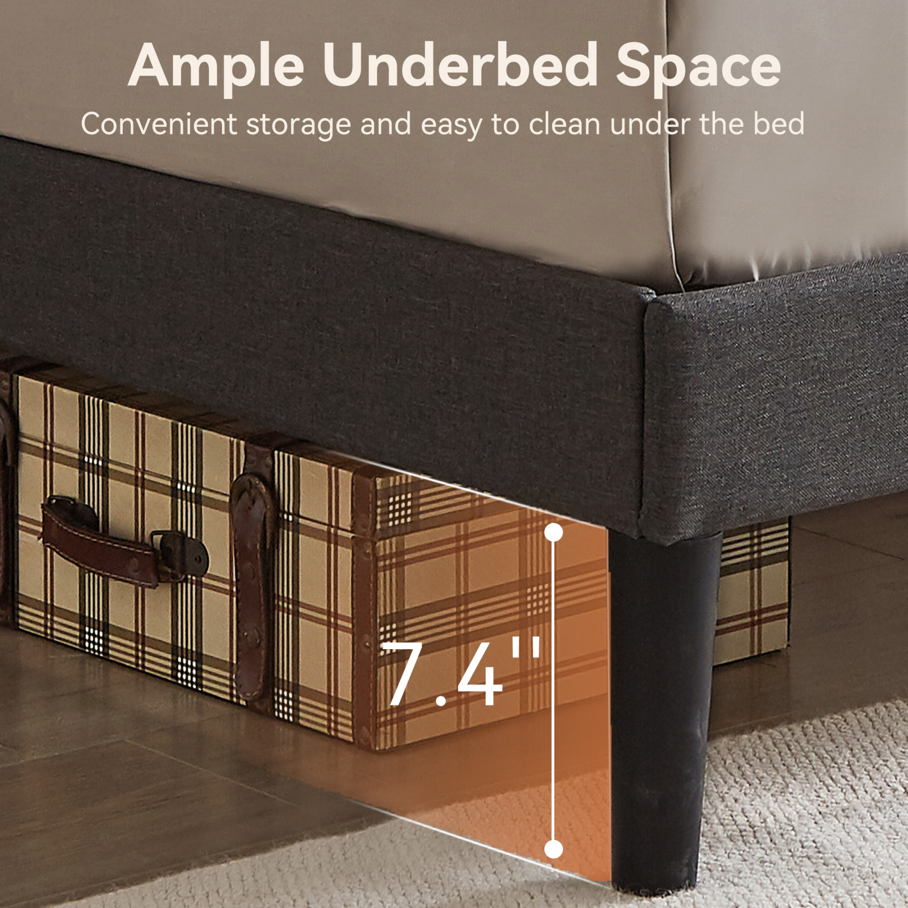 Sailvan Queen Bed Frame with Headboard, Upholstered Bed Frame with Button Tufted, Platform Bed with Wood Slat Support, Noise Free, Easy Assembly, No Box Spring Needed, Dark Gray