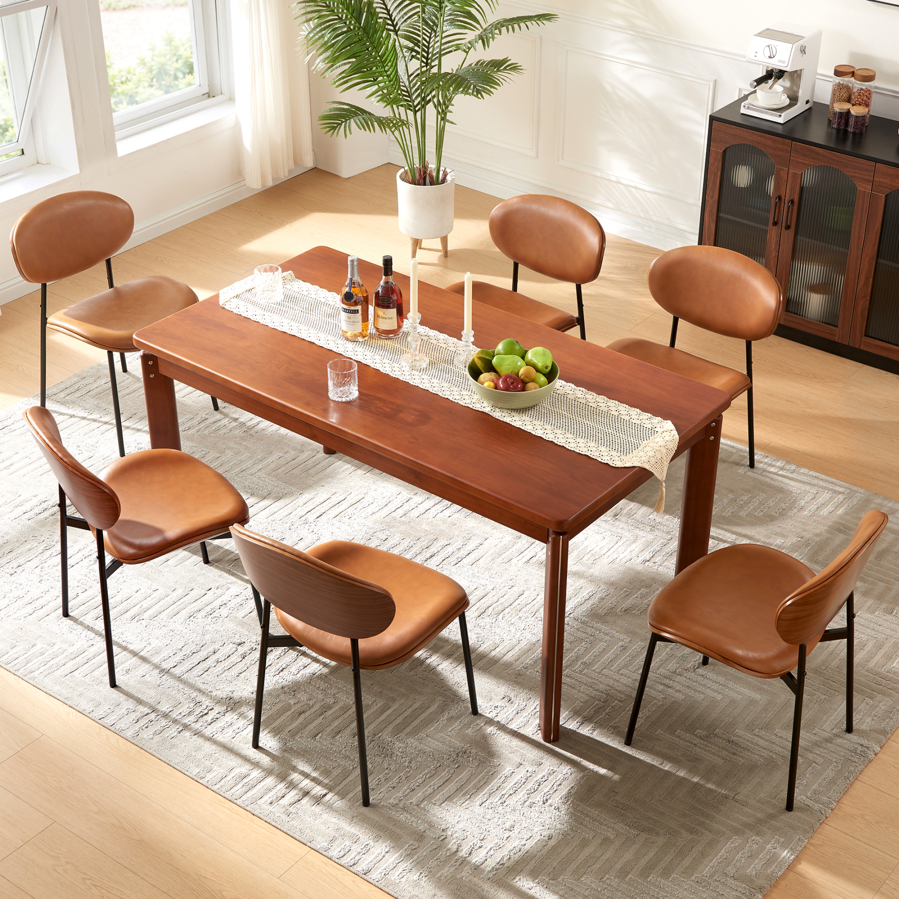 Dining Chairs Set of 2, Mid Century Modern Kitchen Chairs with Faux Leather for Kitchen, Living Room