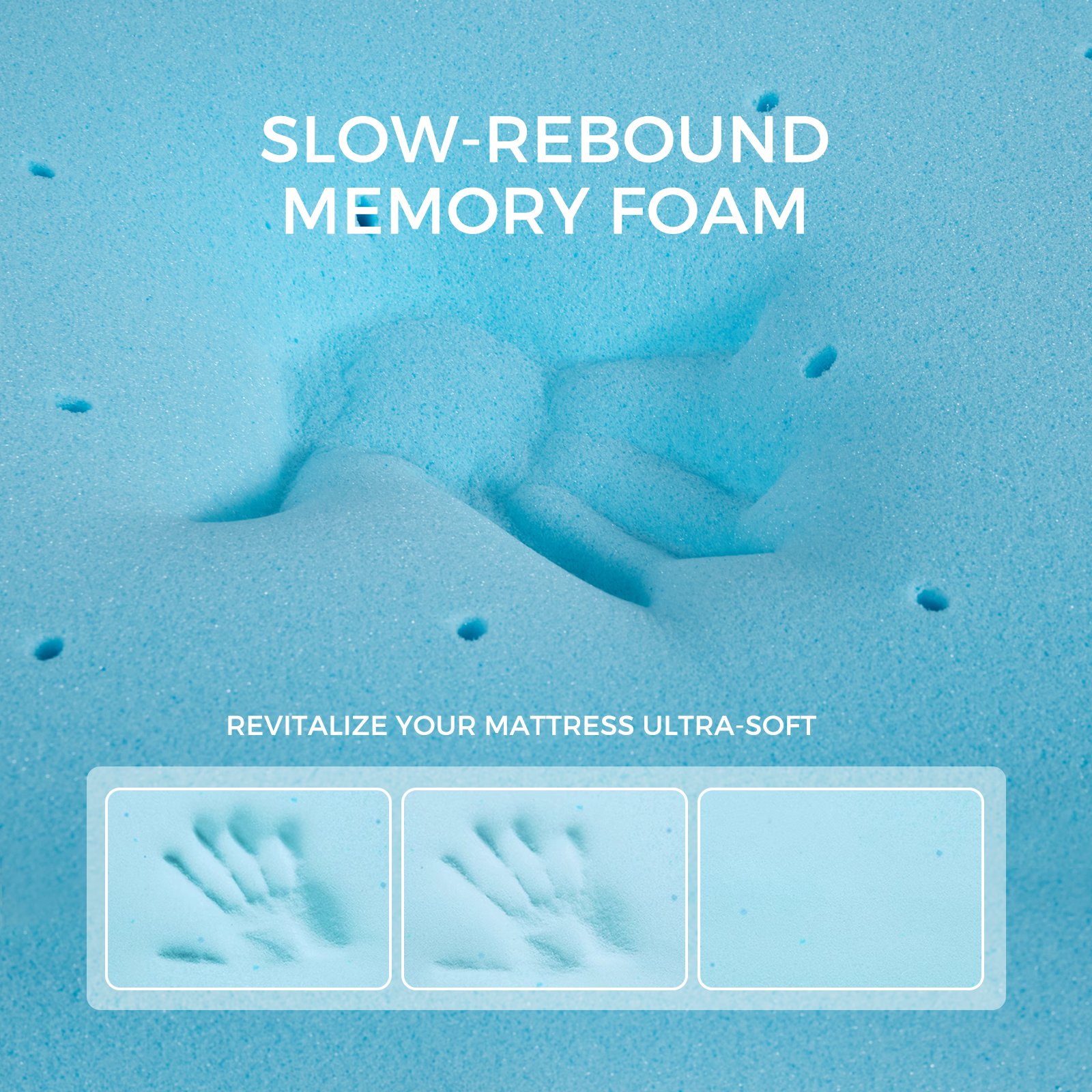 Susalt King Memory Foam Mattress Topper, 3inch Cooling Mattress Topper for Pressure Relief, with Anti-slip Bamboo Fiber Cover, Breathable& Soft