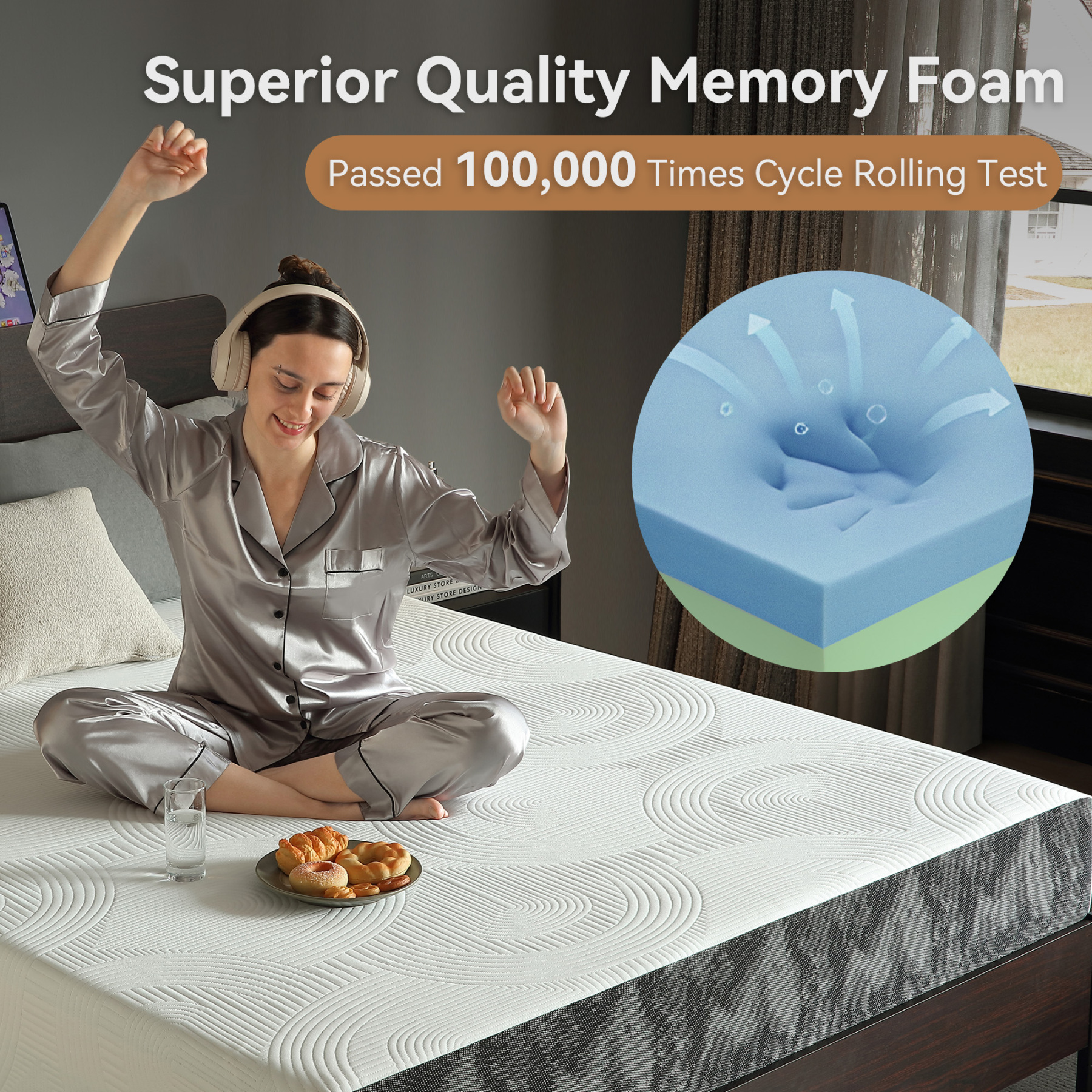 8 inch Memory Foam Mattress in a Box, Cooling Gel Mattress with Medium Feel & CertiPUR-US Certified