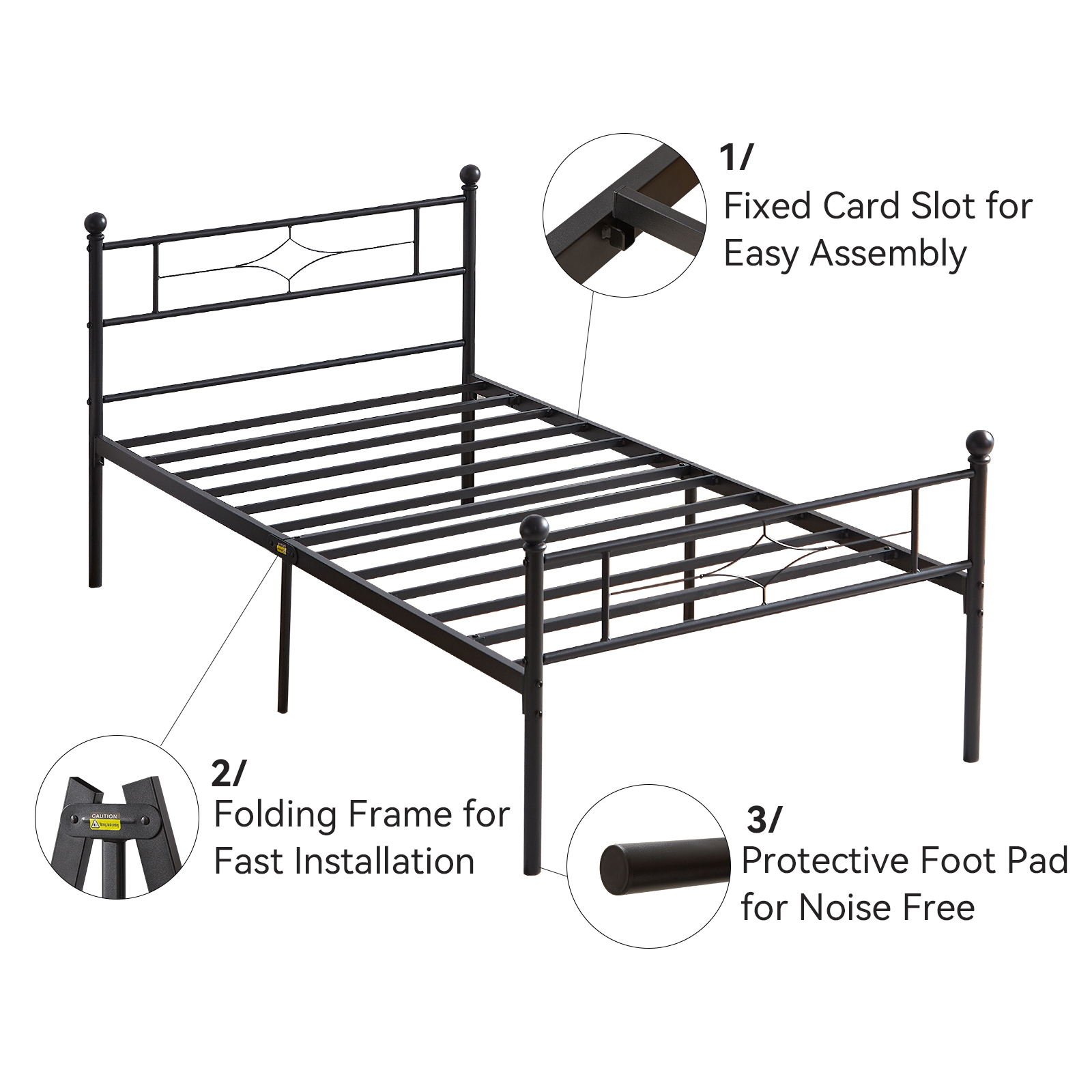 Twin Bed Frame for Kids, Metal Bed Frame Twin Size with Under Storage, Twin Platform Bed with Headboard & Footboardd, No Box Spring Needed, 2 Pack