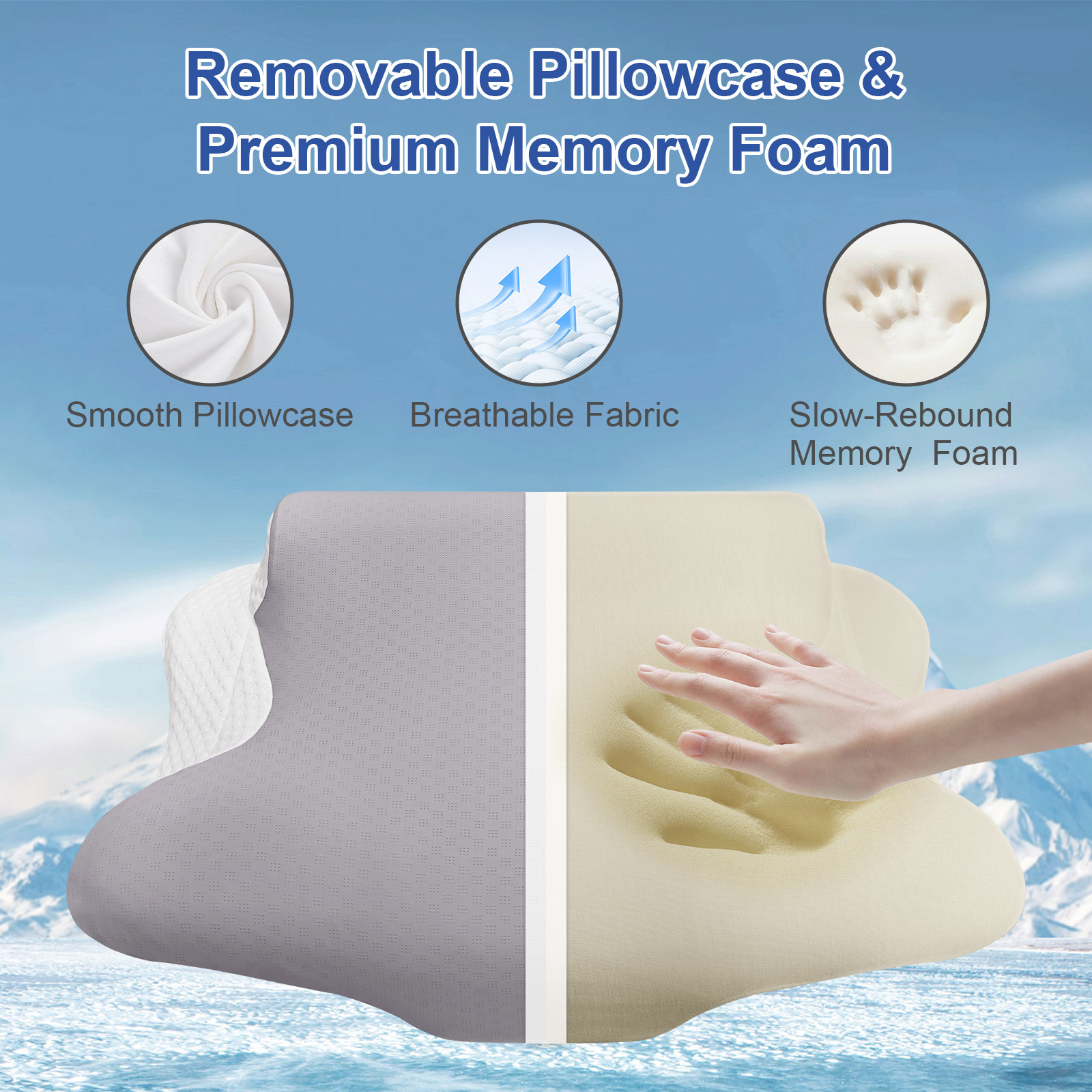 Susalt Cervical Pillow for Neck Pain Relief,Memory Foam Bed Pillows for Back, Side, & Stomach Sleepers, Cooling Sleeping,Ergonomic Design