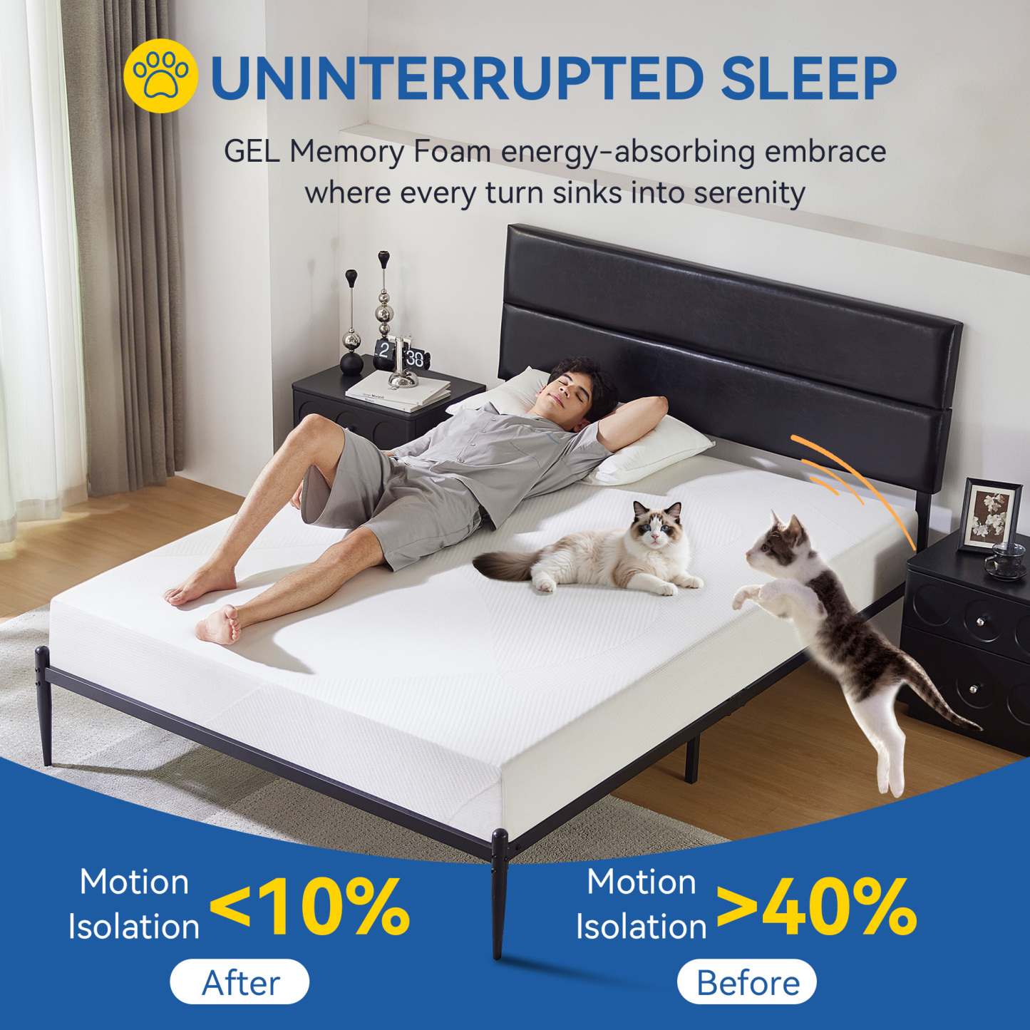 Sailvan Queen Mattress 12 Inch, Memory Foam Mattress Queen Size In A Box, Cooling Gel Memory Foam Mattress With Washable cover, Medium Firm for Pressure Relief, White