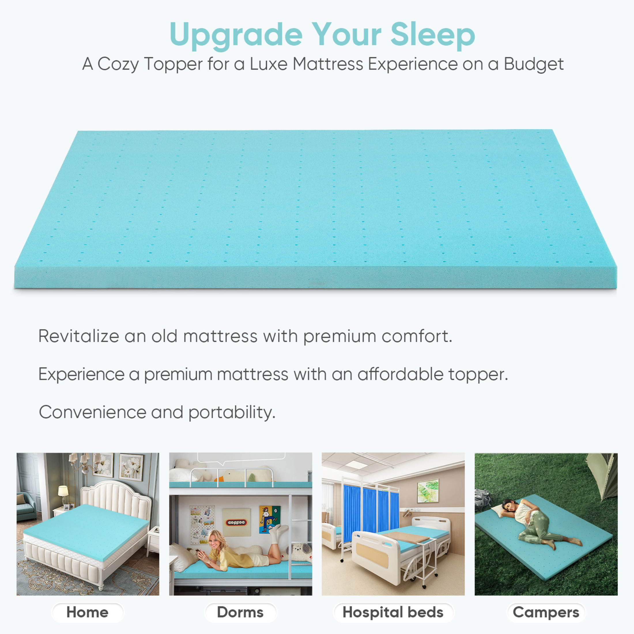 Sailvan Twin XL Mattress Topper, 3 Inch Memory Foam Mattress Topper Twin XL Size, For College Dorm, Home, Gel Infused & Breathable