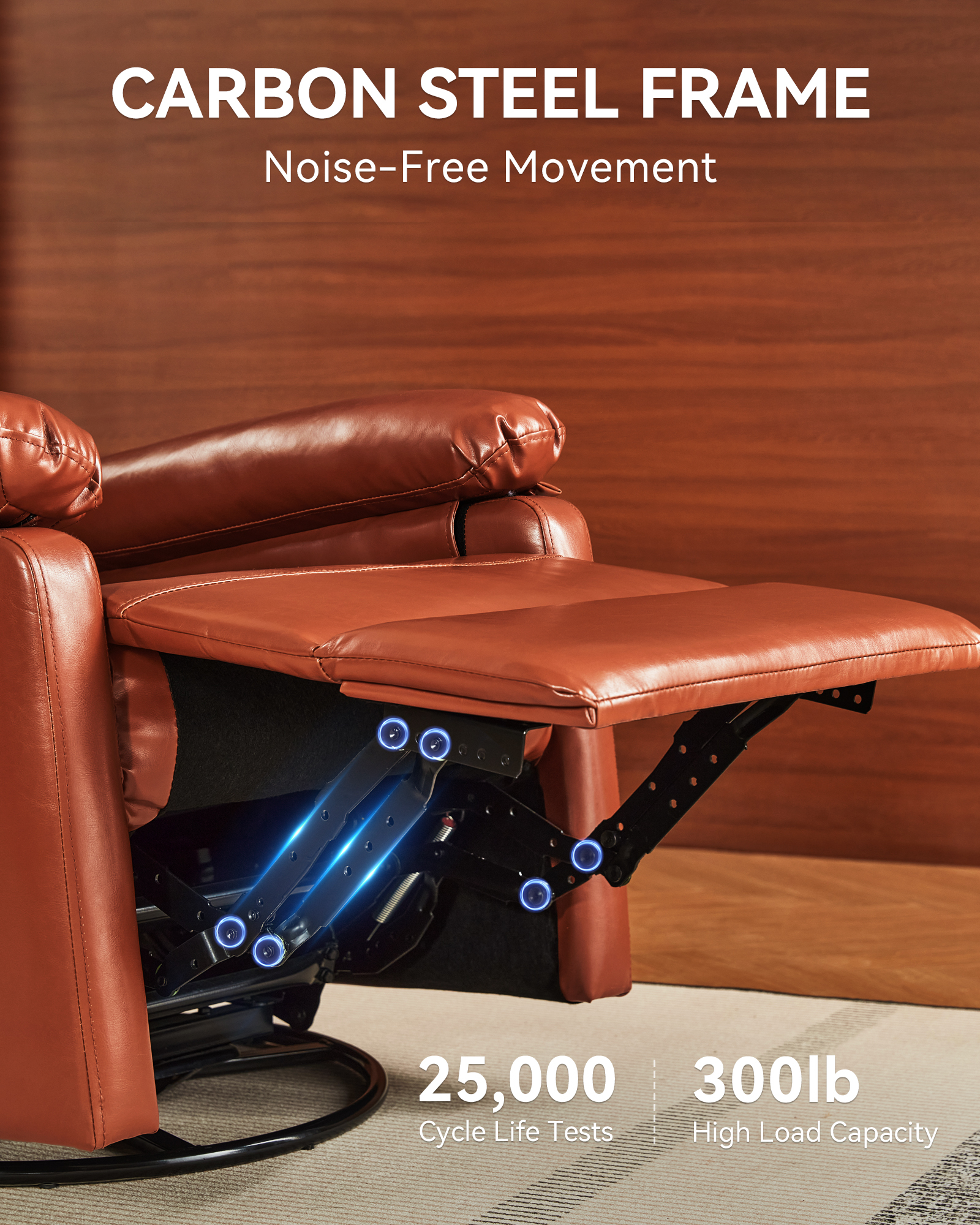 30° Rocker & 360° Swivel Recliner Chair, Manual Glider Reclining with Adjustable Backrest Footrest and Lumbar Support for Nursery Living Room Bedroom