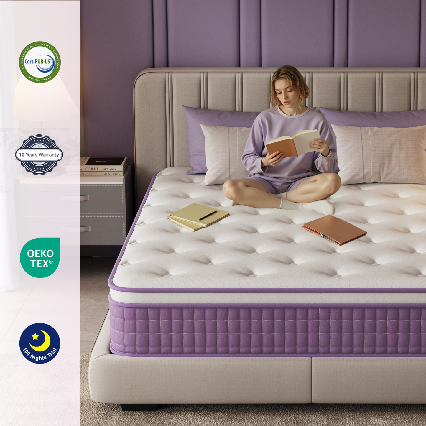Queen Mattress 12 Inch Hybrid Mattress in a Box with Memory Foam, Single Pocket Springs, Medium Firm & Edge Support, Pressure Relief, Motion Isolation, CertiPUR-US, Queen Size