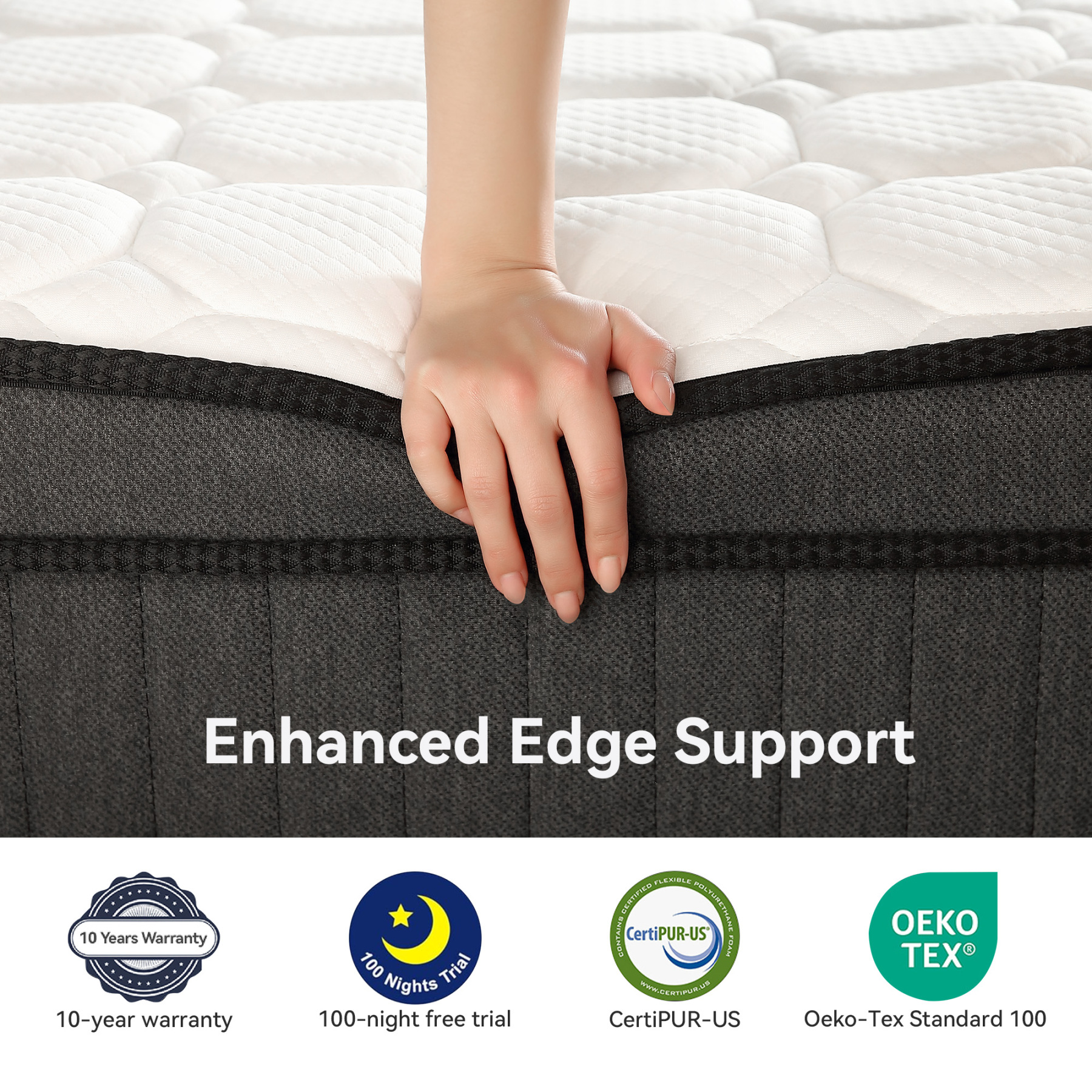 Sailvan Twin Mattress, 10 Inch Memory Foam Hybrid Mattress in a Box, with Individual Pocket Springs for Motion Isolation, Pressure Relief, CertiPUR-US Certified