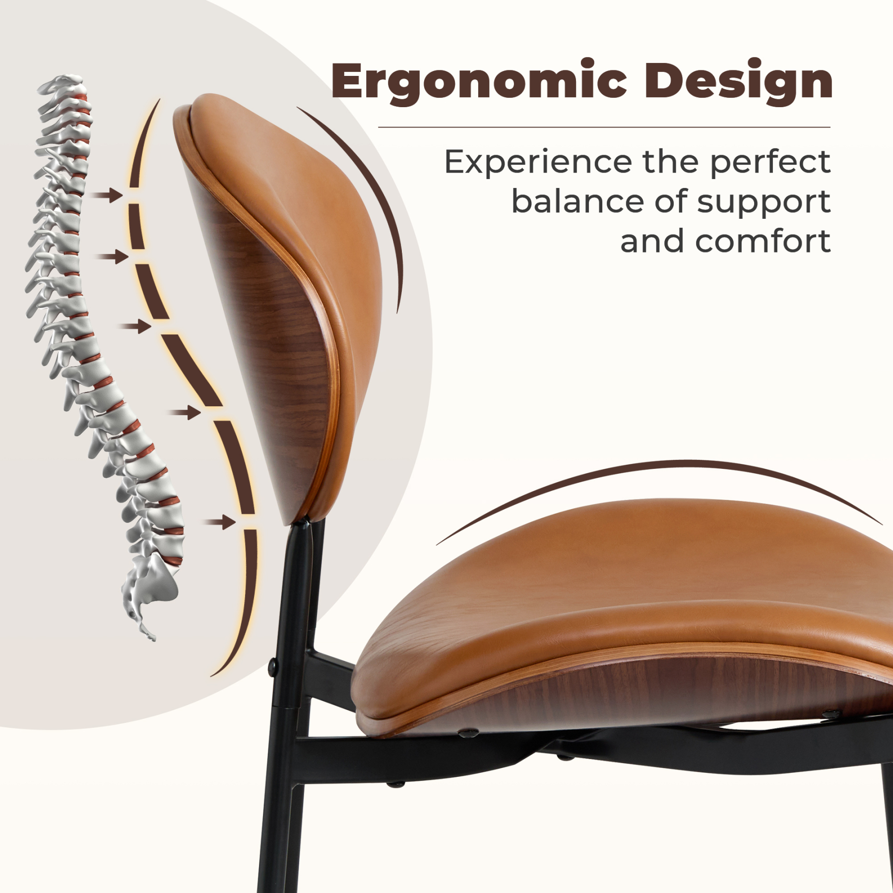 Dining Chairs Set of 2, Mid Century Modern Kitchen Chairs with Faux Leather for Kitchen, Living Room