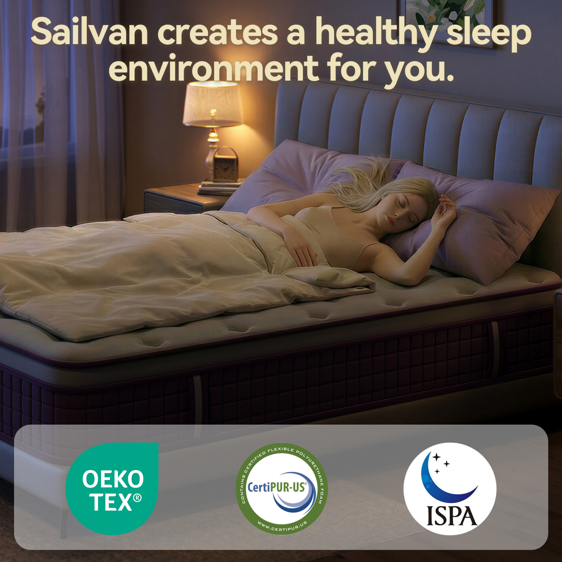 Sailvan Queen Mattress, 12 inch Queen Size Mattress in a Box, Purple Bed Mattress With Memory Foam & Pocket Spring, Medium Firmness, Edge Support, Pressure Relief