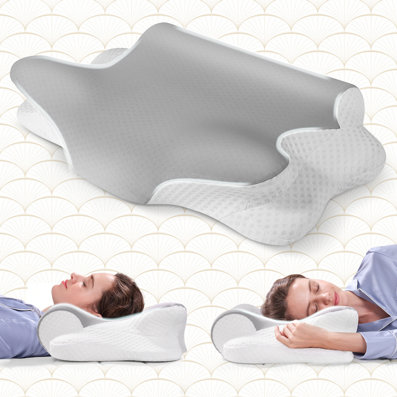Susalt Cervical Pillow for Neck Pain Relief,Memory Foam Bed Pillows for Back, Side, & Stomach Sleepers, Cooling Sleeping,Ergonomic Design