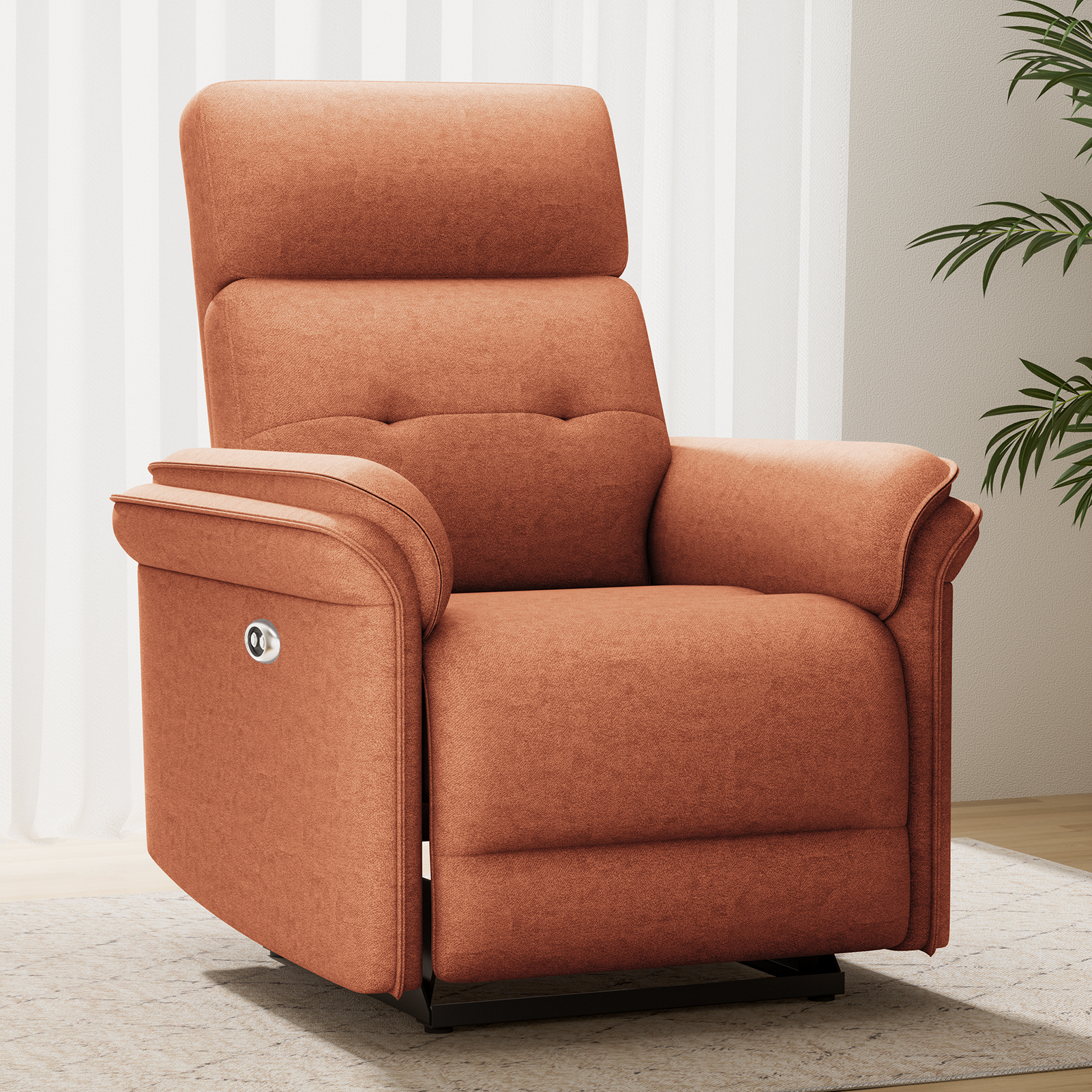 Susalt Power Recliner Chair for Adults, Living Room Accent Chairs Velvet Single Sofa for Home Theatre Seating & Reading with Overstuffed Arms & USB Charging