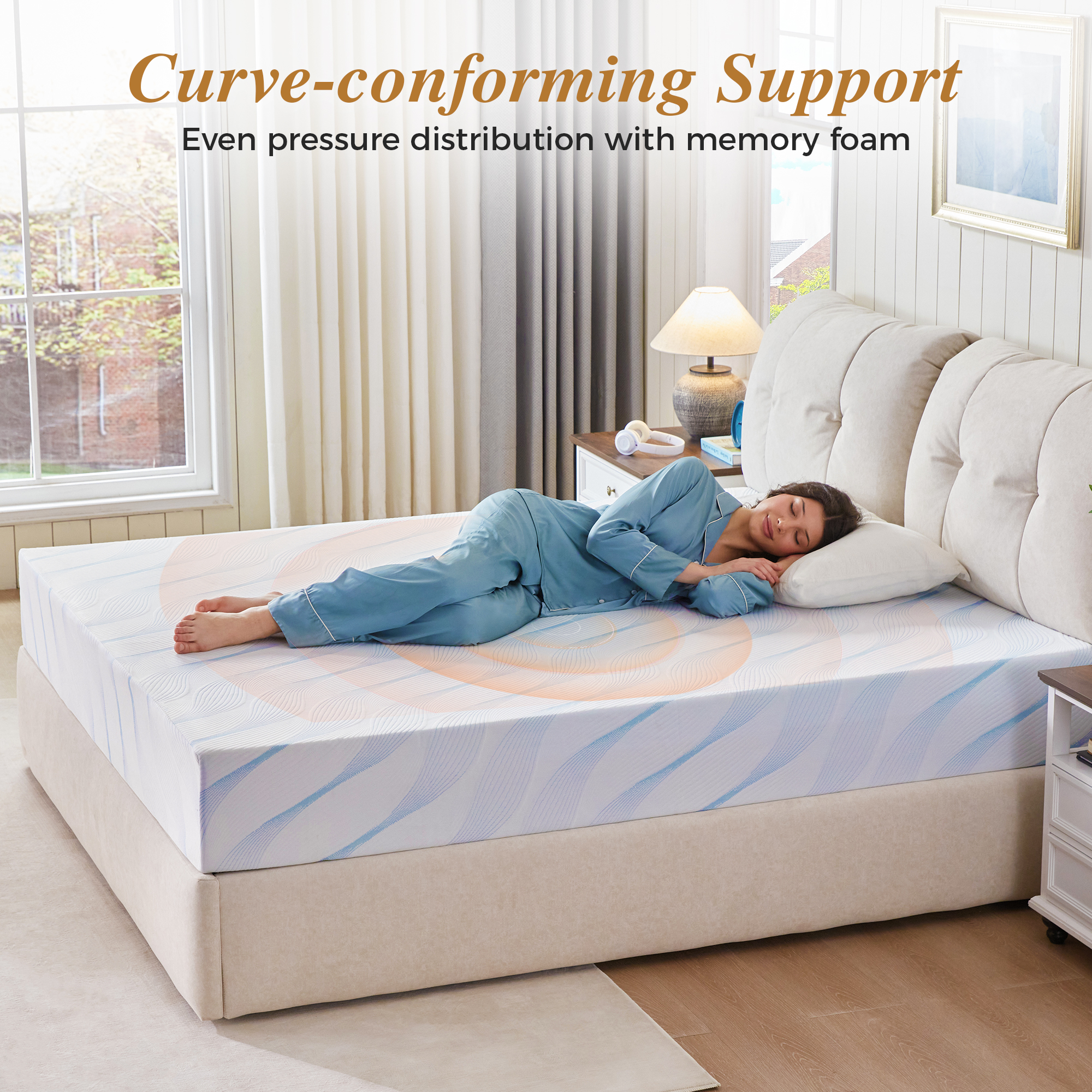 Memory Foam Mattress,10 Inch Full Mattress in a Box,Medium Firm, Zoned Pressure Relief, Fiberglass free,Certified Safe Foams & Fabric