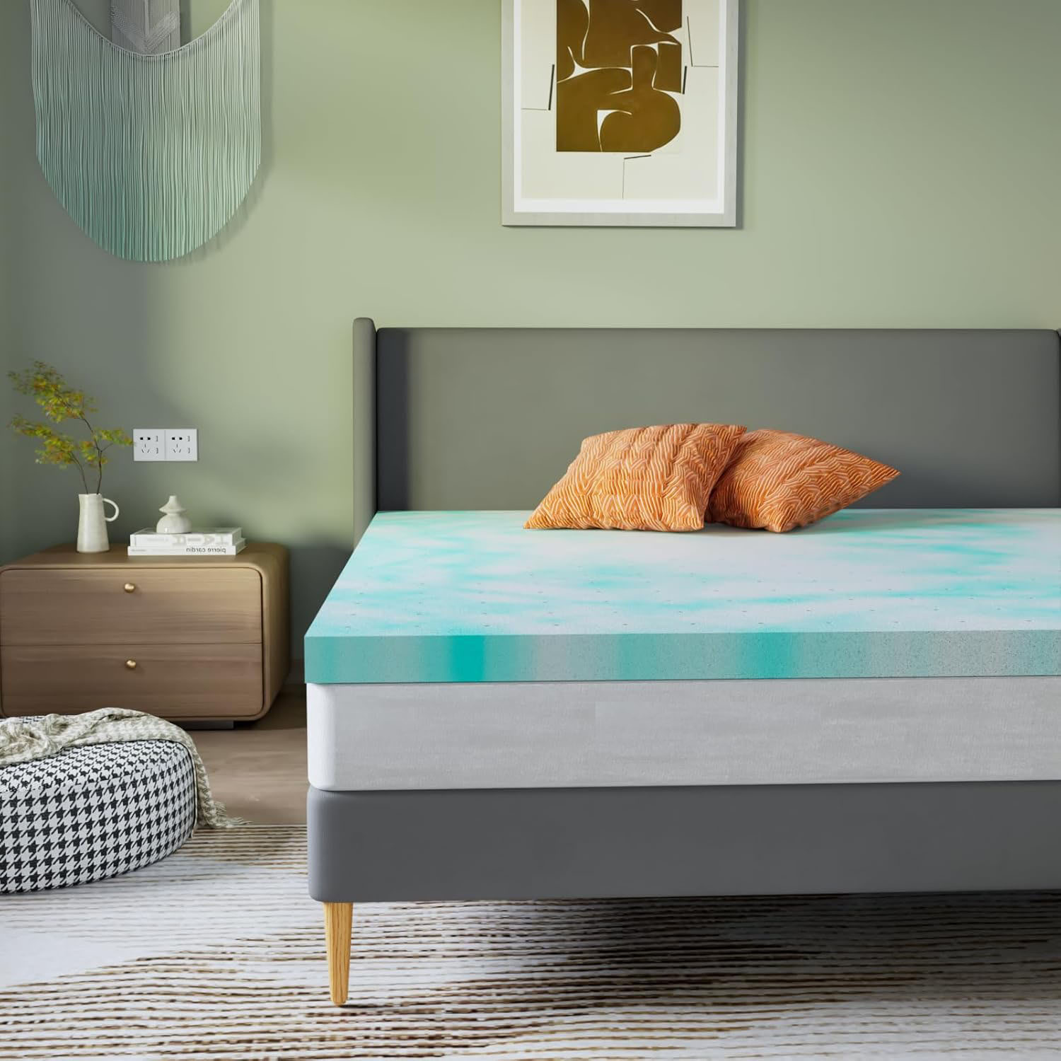 Mattress Topper, Twin XL Size Memory Foam Cooling Mattress Pad, for Be