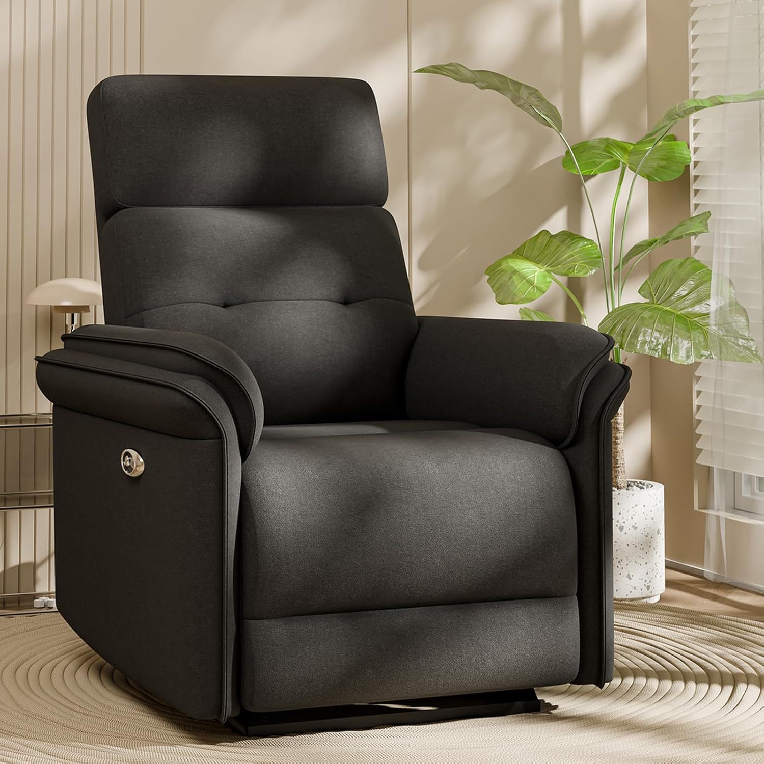 Susalt Power Recliner Chair for Adults, Living Room Accent Chairs Velvet Single Sofa for Home Theatre Seating & Reading with Overstuffed Arms & USB Charging