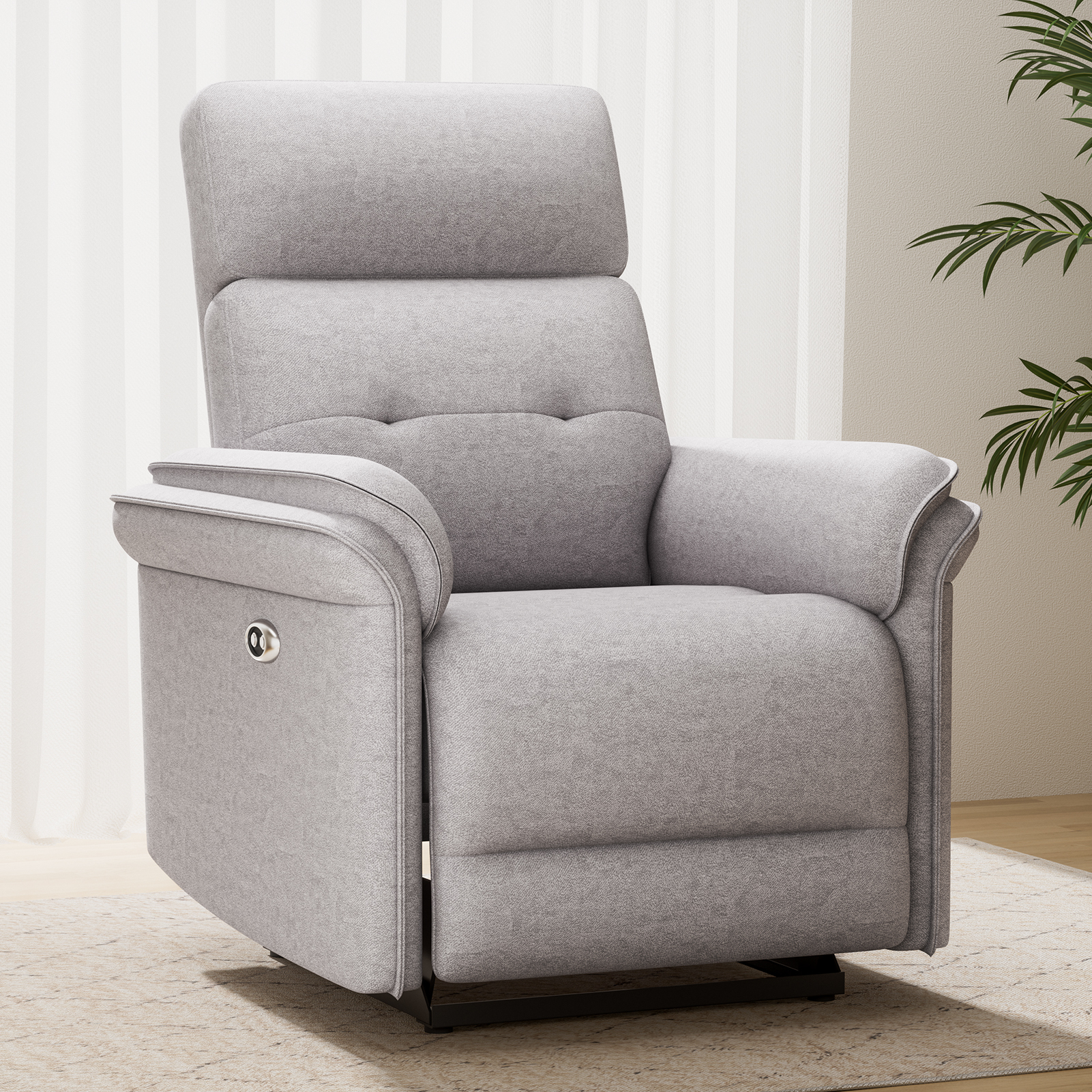 Susalt Power Recliner Chair for Adults, Living Room Accent Chairs Velvet Single Sofa for Home Theatre Seating & Reading with Overstuffed Arms & USB Charging