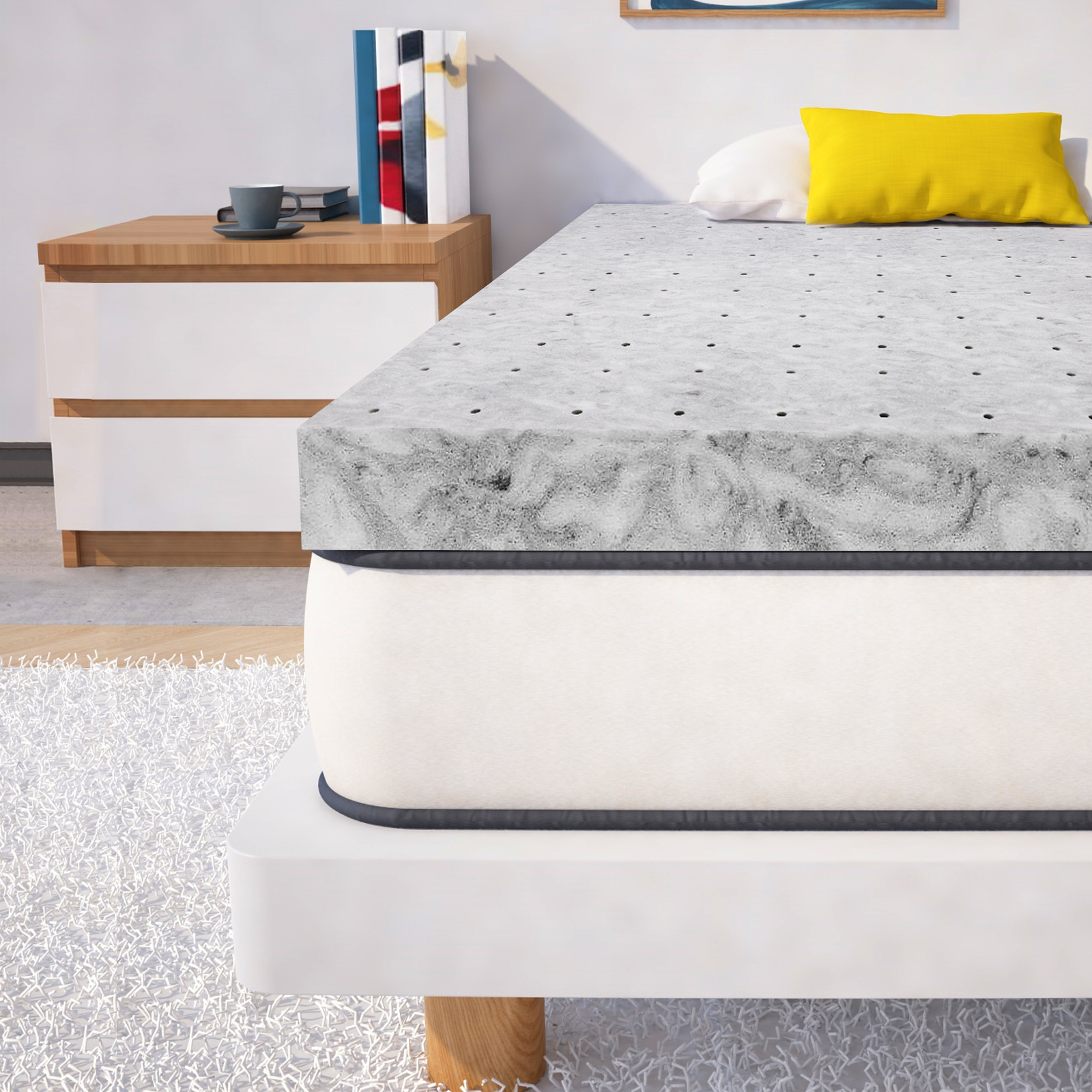 Mattress Topper, Twin XL Size Memory Foam Cooling Mattress Pad, for Be