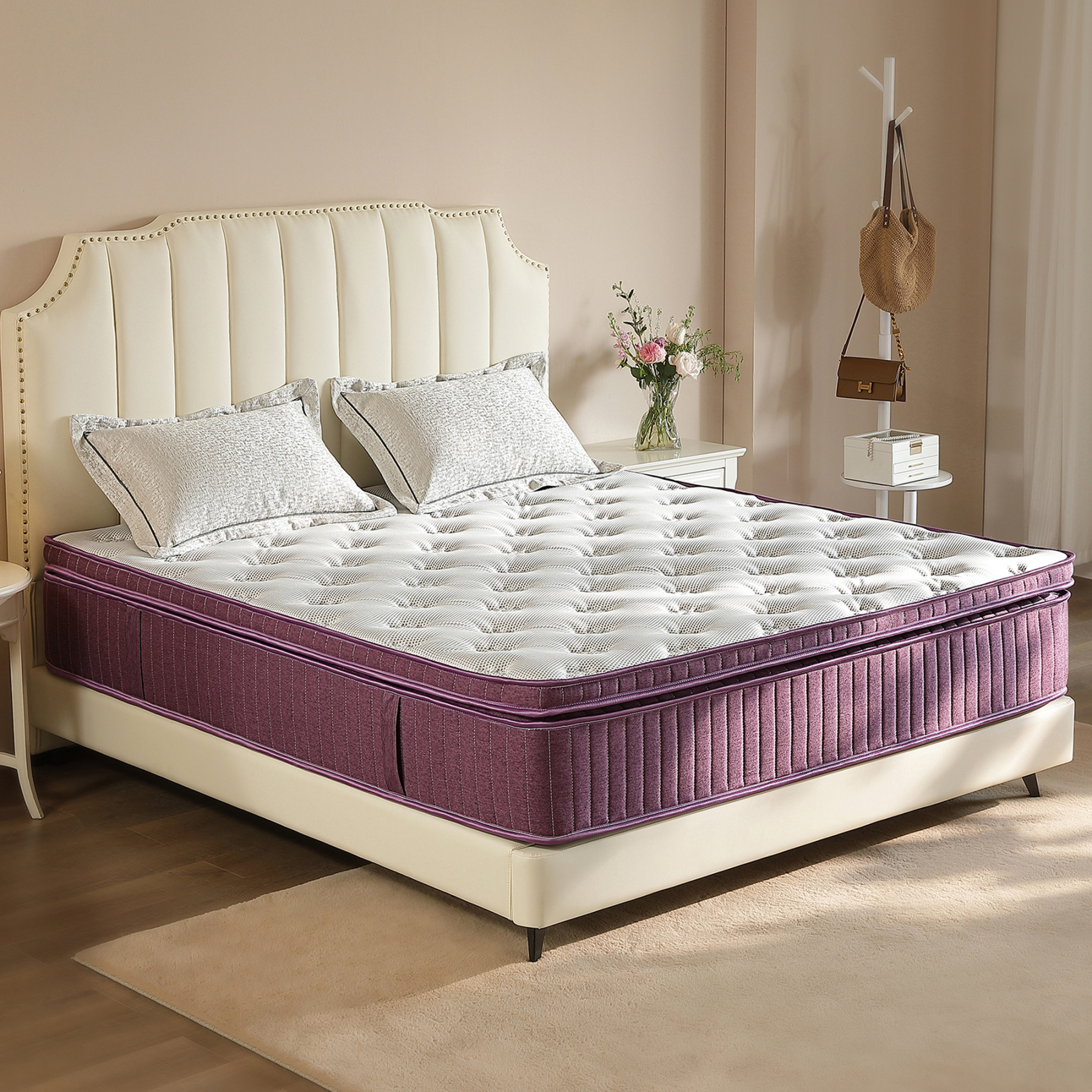 12 inch Hybrid Mattress in a Box for Pressure Relieving, Medium Firm, Cooling Memory Foam Mattress Ultra Plush Black Mattress with Washable Cover, CertiPUR-US