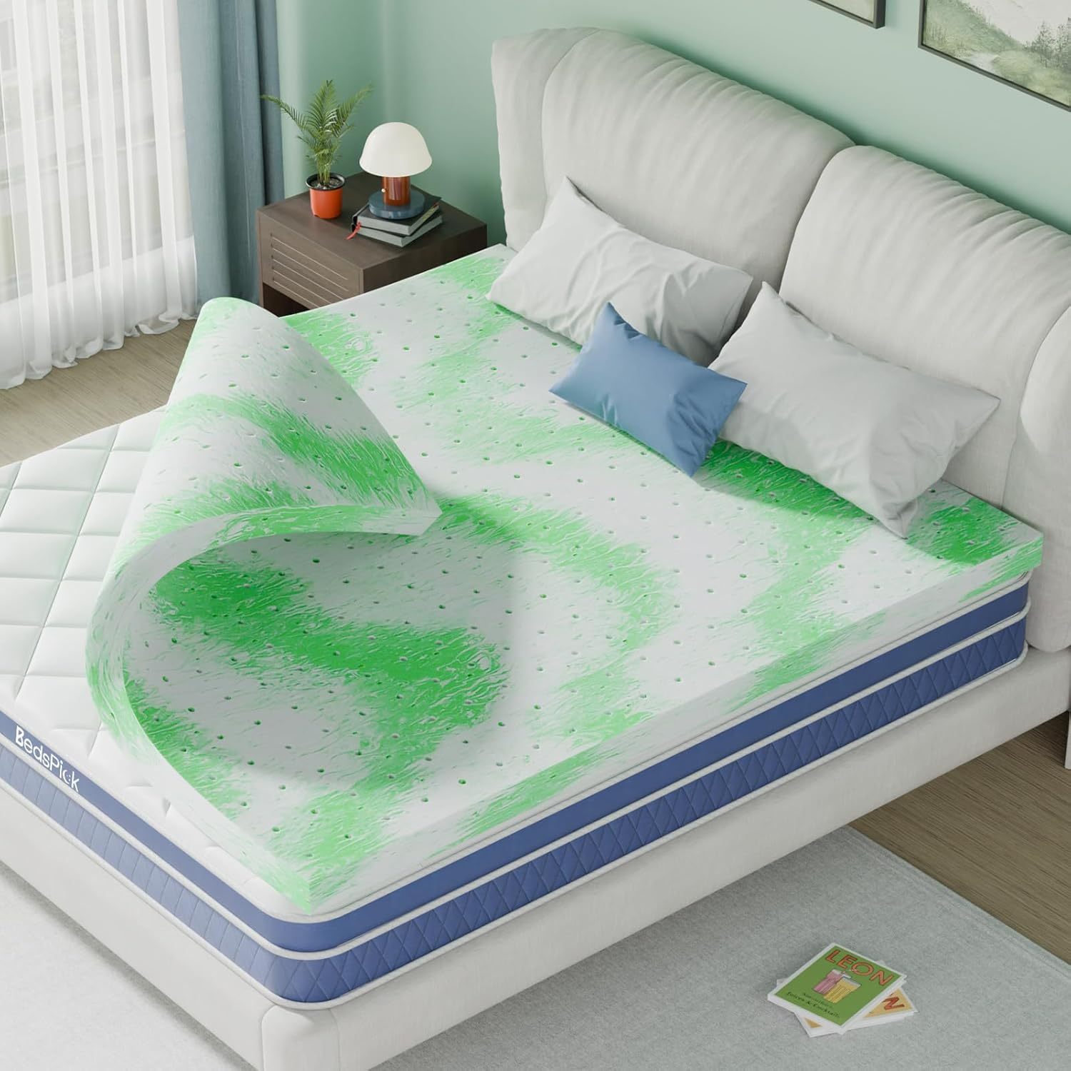 Susalt Mattress Topper Queen Size, 2 Inch Gel Memory Foam Mattress Topper Mattress Pad Cooling Mattress for Kids Teens Adults for Pressure Relief